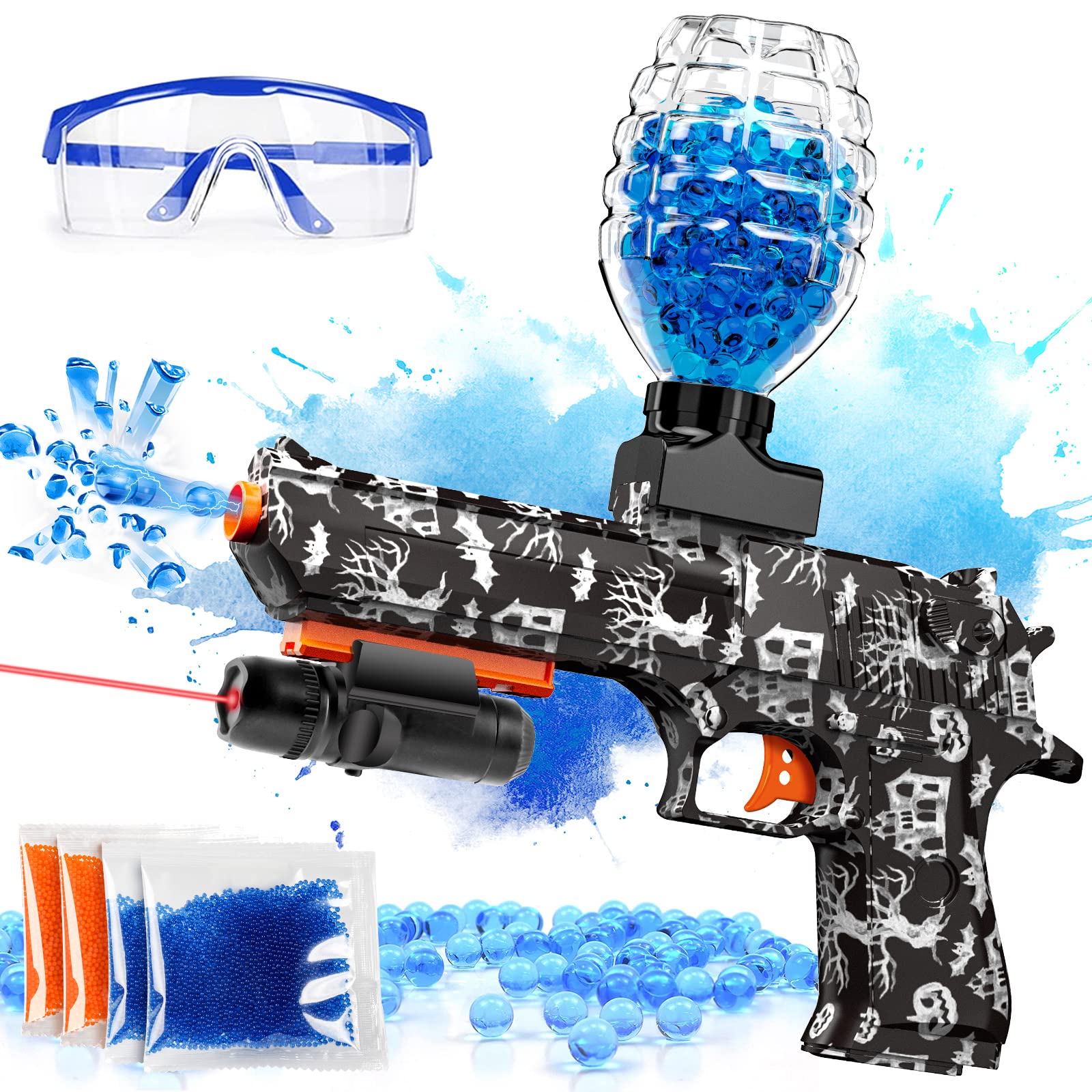 UQHH Automatic Orbeez Splatter Ball Gun - Gel Ball Blaster Pistol for Outdoor Shooting Games | Summer Cool Toys for Kids | Perfect Birthday Gift for Boys & Girls | Backyard Fun, Team Battles & Outdoor Activities