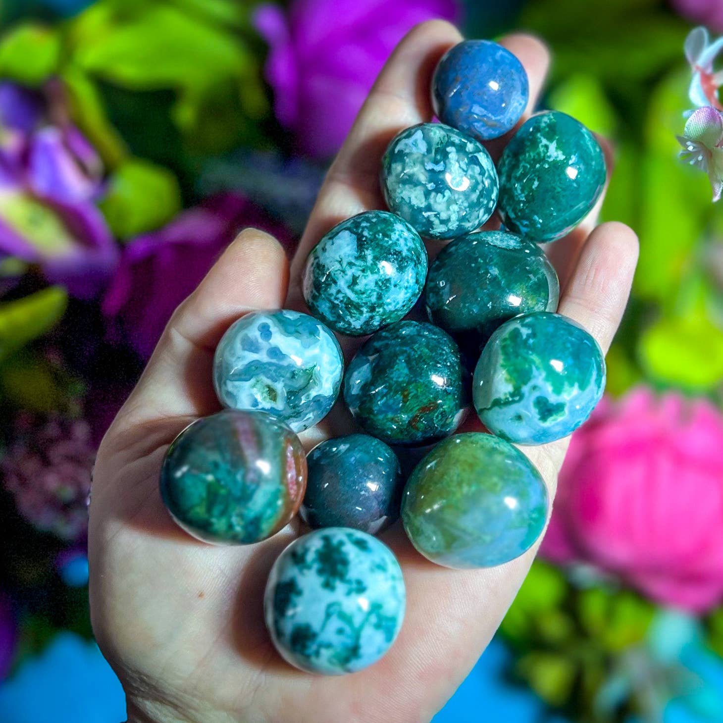 Natural Moss Agate Sphere - Healing Crystal Ball for Meditation, Reiki & Home Decor - 60mm Polished Stone for Energy Work, Chakra Balancing & Spiritual Gifts