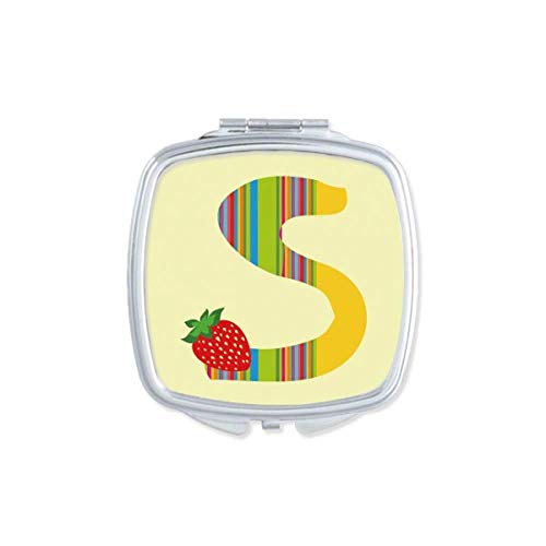 DIYthinker S Alphabet Strawberry Fruit Cute Pattern Mirror - Portable Compact Pocket Makeup Mirror with Double Sided Glass for Travel, Purse & Handbag (Perfect Gift for Girls & Women)
