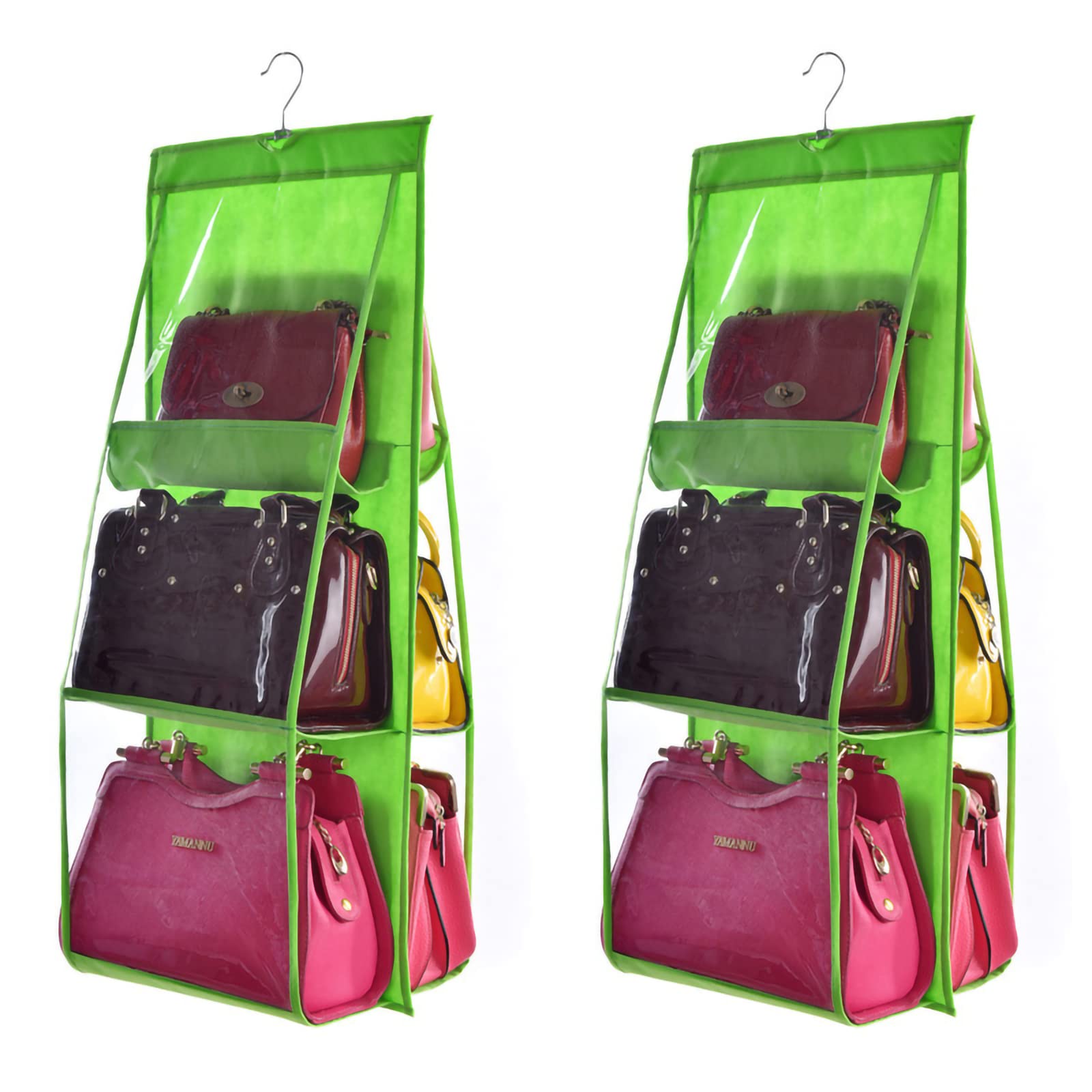 2-Pack Hanging Purse Organizer with 4 Easy Access Pockets - Handbag & Closet Storage Bag for Women | Perfect for Travel, Home, and Office Organization