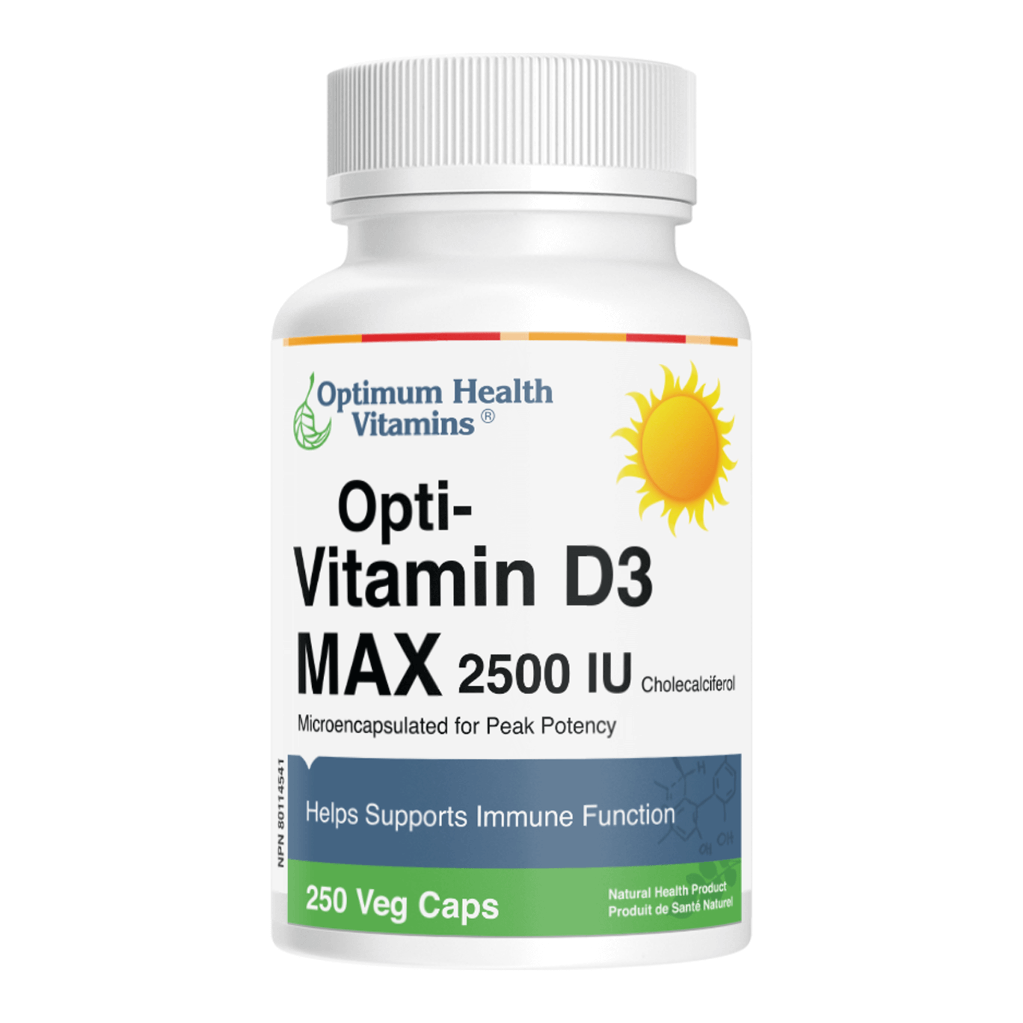 Opti Vitamin D3 MAX 2500IU Supplement for Immune Support & Bone Health - High Potency Vitamin D3 Softgels for Adults, Kids & Seniors - Supports Calcium Absorption & Mood Regulation - Ideal for Daily Wellness & Indoor Lifestyles