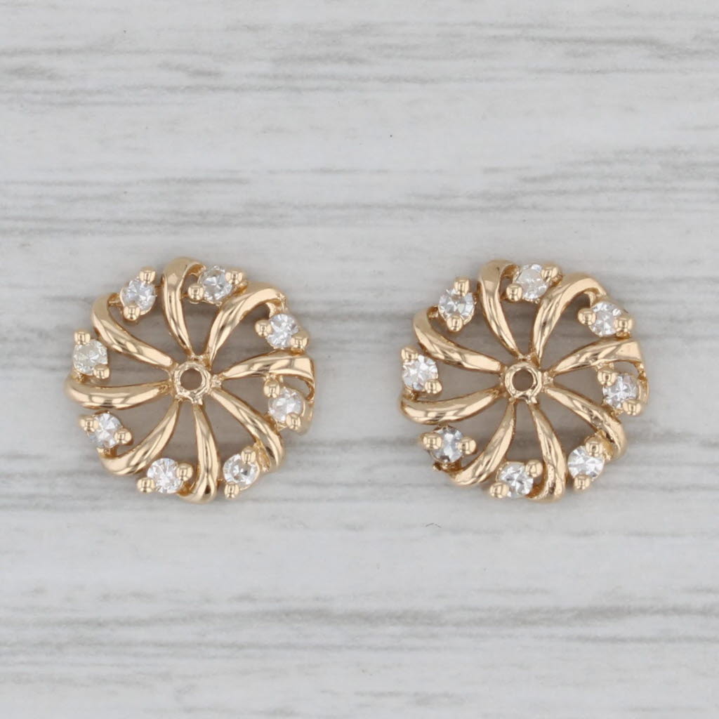 0.24ctw Diamond Circle Earring Enhancers Jackets - 14k Yellow Gold for Stud Earrings - Perfect for Weddings, Parties & Everyday Elegance