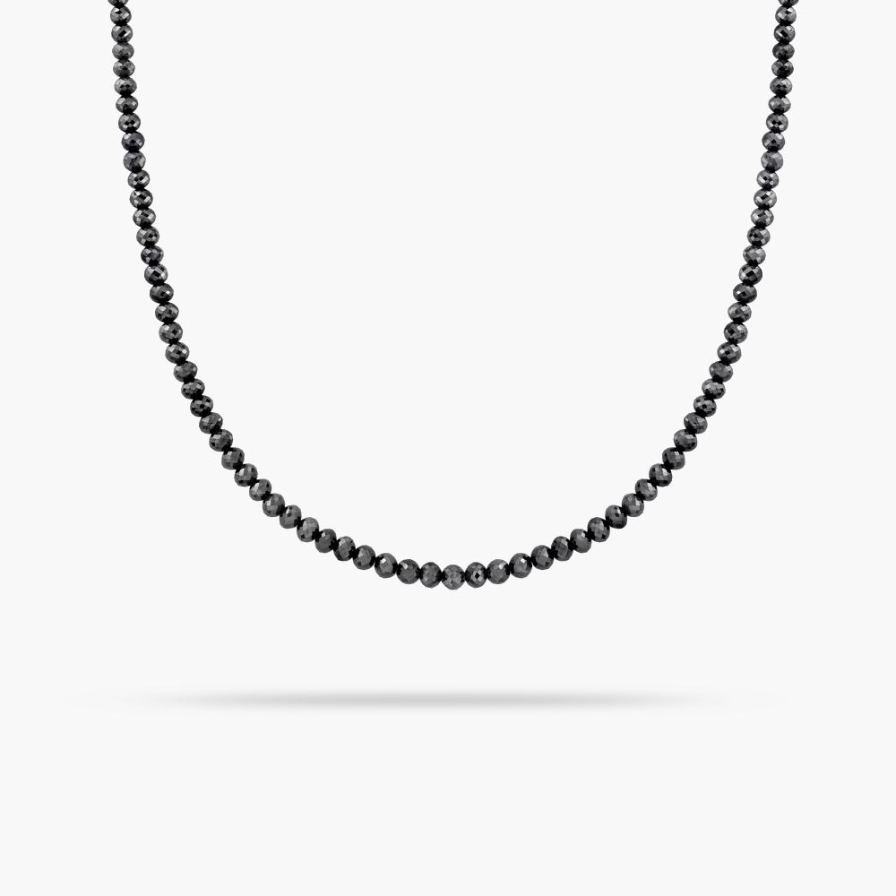 Elegant Black Diamond Necklace 18 Inches with 14K Gold Clasp - Perfect for Weddings, Anniversaries & Special Occasions