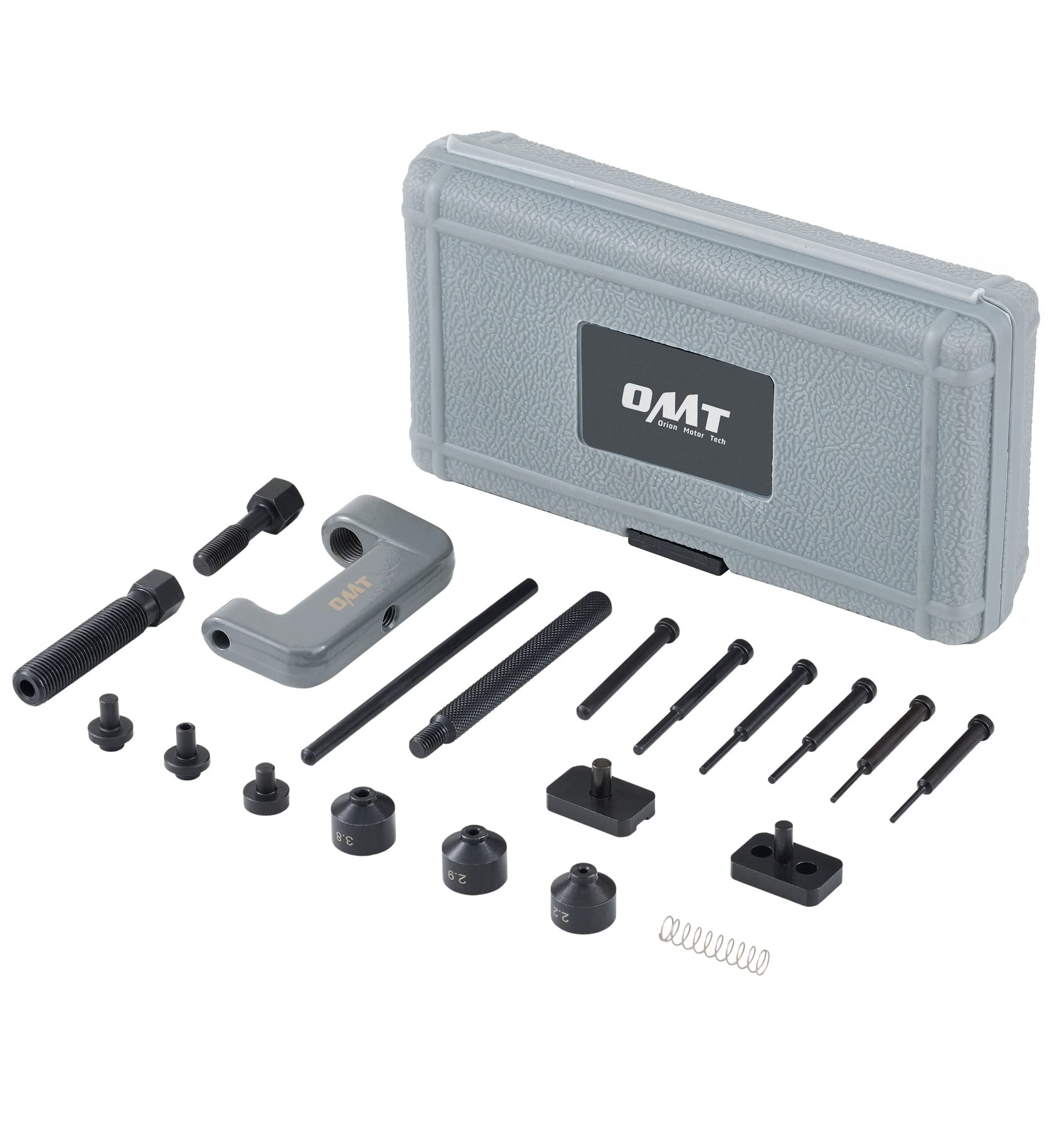 OMT Chain Breaker Tool Kit - 19pc Motorcycle Chain Tool with C Frame, 3 Anvils & 5 Break Tips - Dirt Bike, ATV & Motorcycle Chain Rivet & Link Removal Tool - Fits Cam & 25 to 630 Chains (Gray) - Perfect for Motorcycle Maintenance & Off-Road Repairs