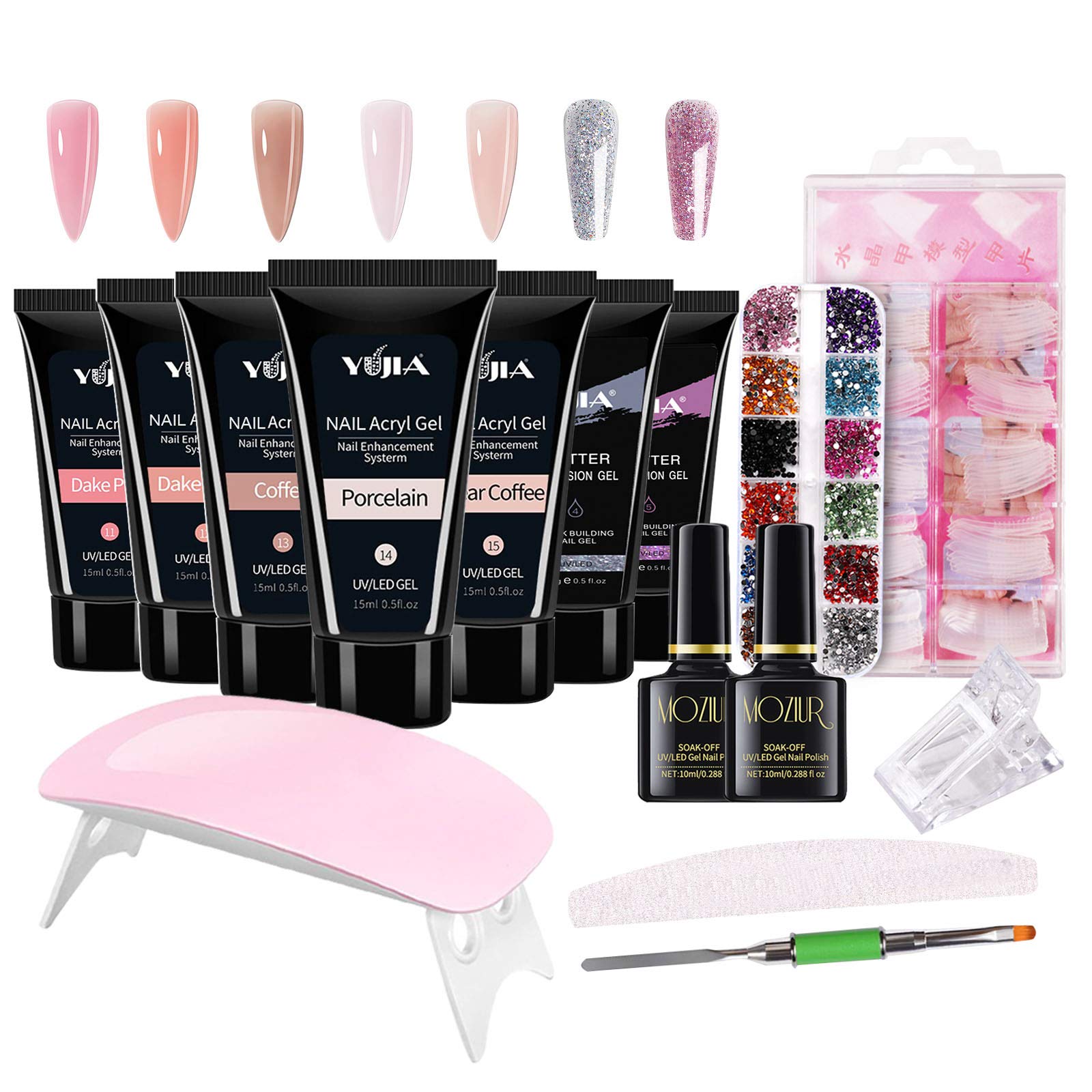 Professional Galapara Nail Extension Gel Kit with UV/LED Lamp - Full Manicure Set Including Extension Glue, Nail Files, Brushes & 100 Colors Polish - Perfect for Salon, Home DIY & Nail Art Enthusiasts
