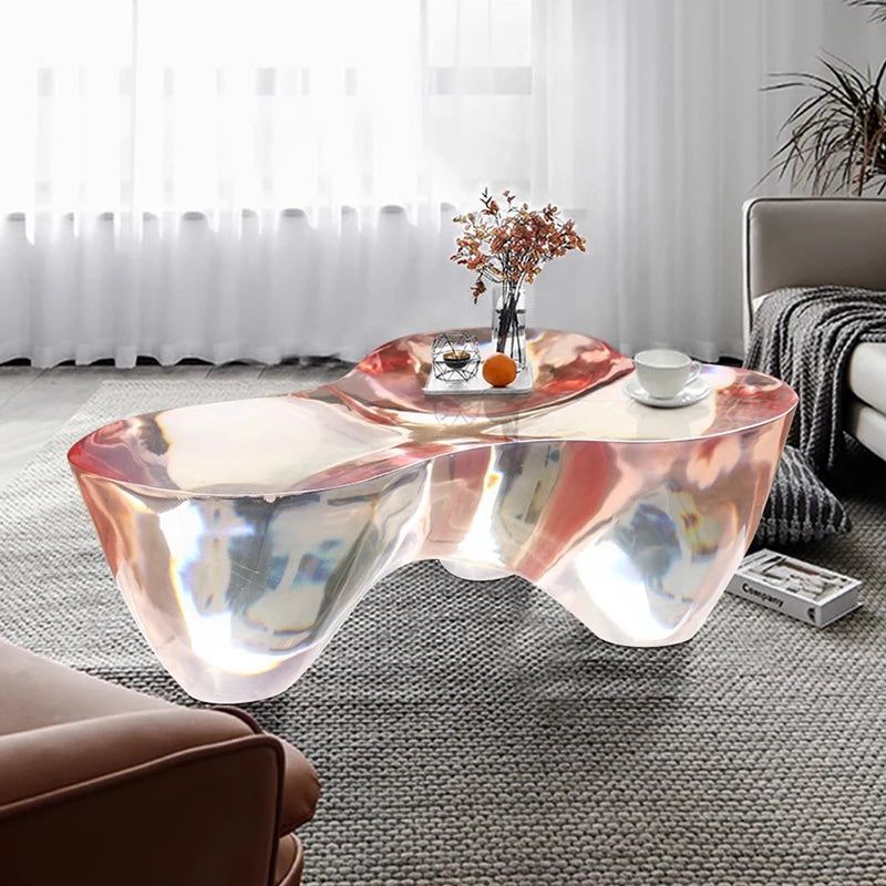 Elegant Resin Figurine Glass Coffee Table - Modern Living Room Centerpiece for Home Decor & Stylish Entertaining