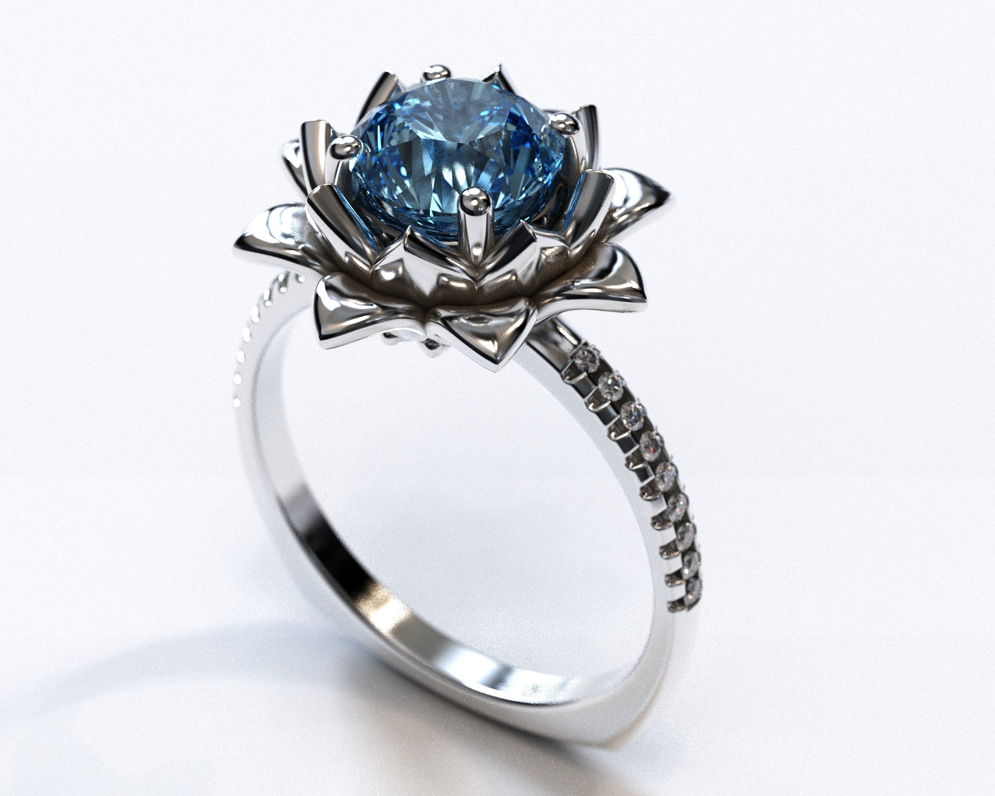 Exquisite Floral Blue Topaz Engagement Ring with Leaf Accents - Perfect for Proposals, Anniversaries & Romantic Occasions
