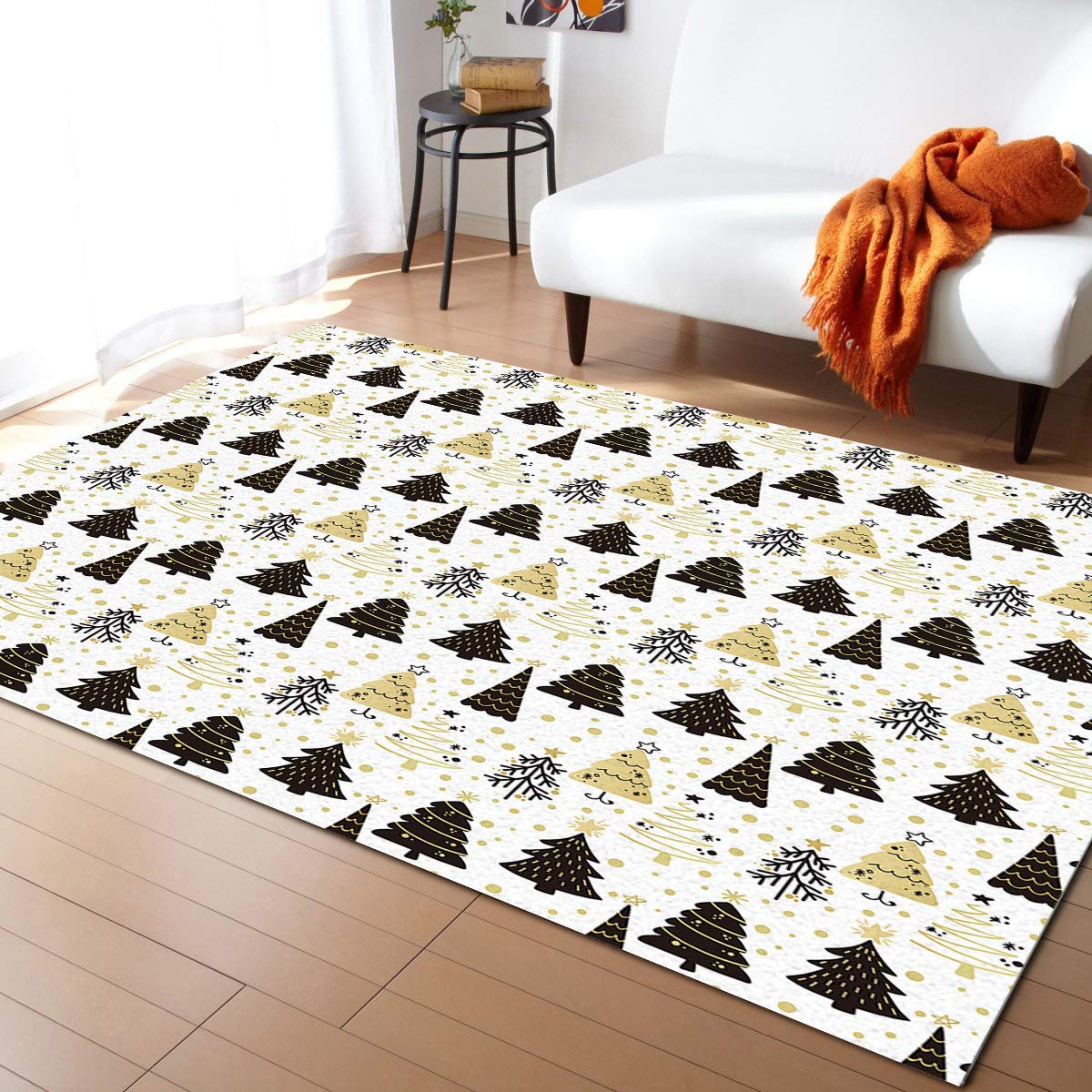 Modern Christmas Themed Non-Slip Indoor Area Rug - Washable Durable Floor Carpet for Living Room, Bedroom, Kitchen | Holiday Home Decor, Cozy Winter Accent