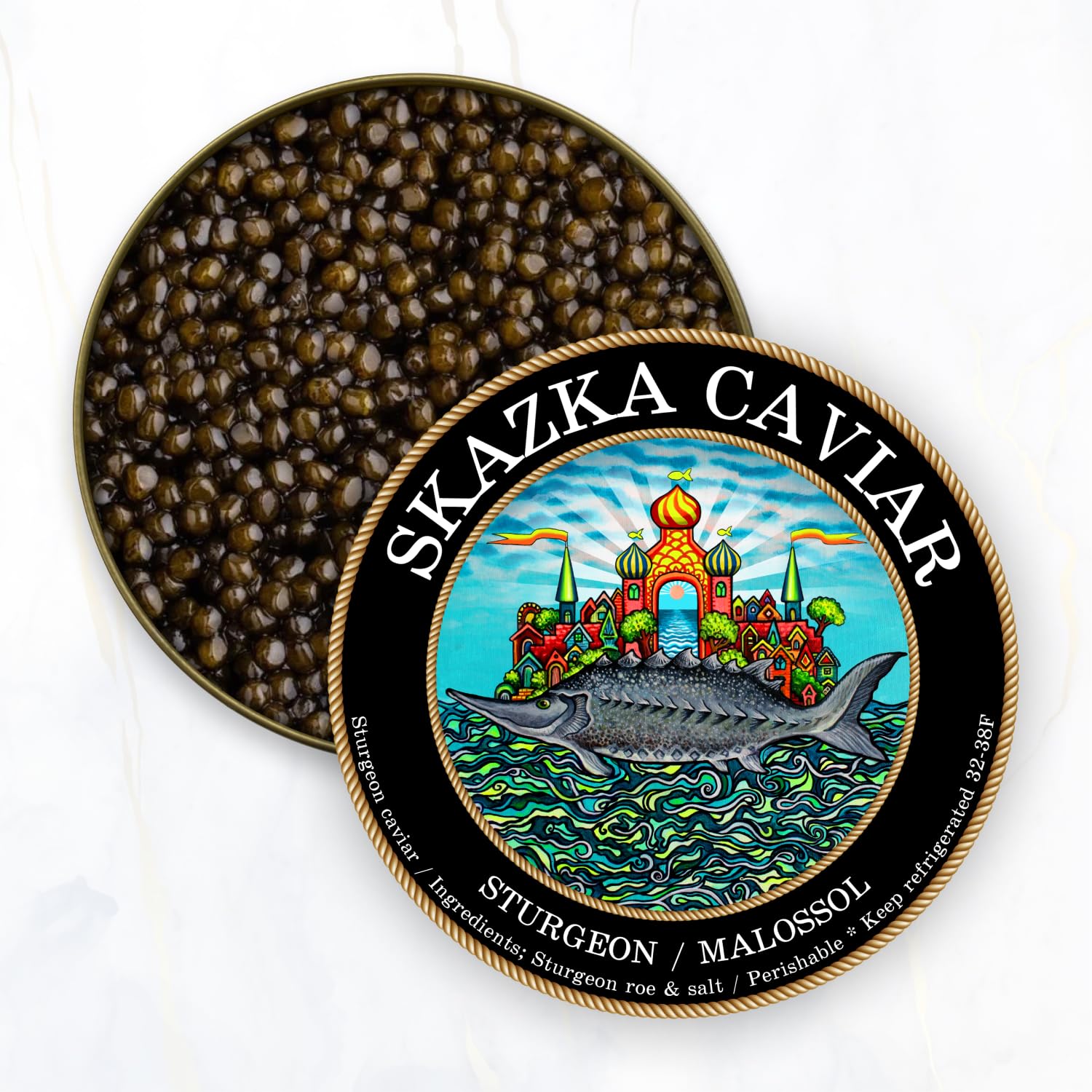 Premium Russian Osetra Caviar - Wild-Caught Dark Amber Fish Roe (2 Oz) - Buttery Flavor & Overnight Delivery - Gourmet Gift for Special Occasions, Fine Dining & Luxury Appetizers