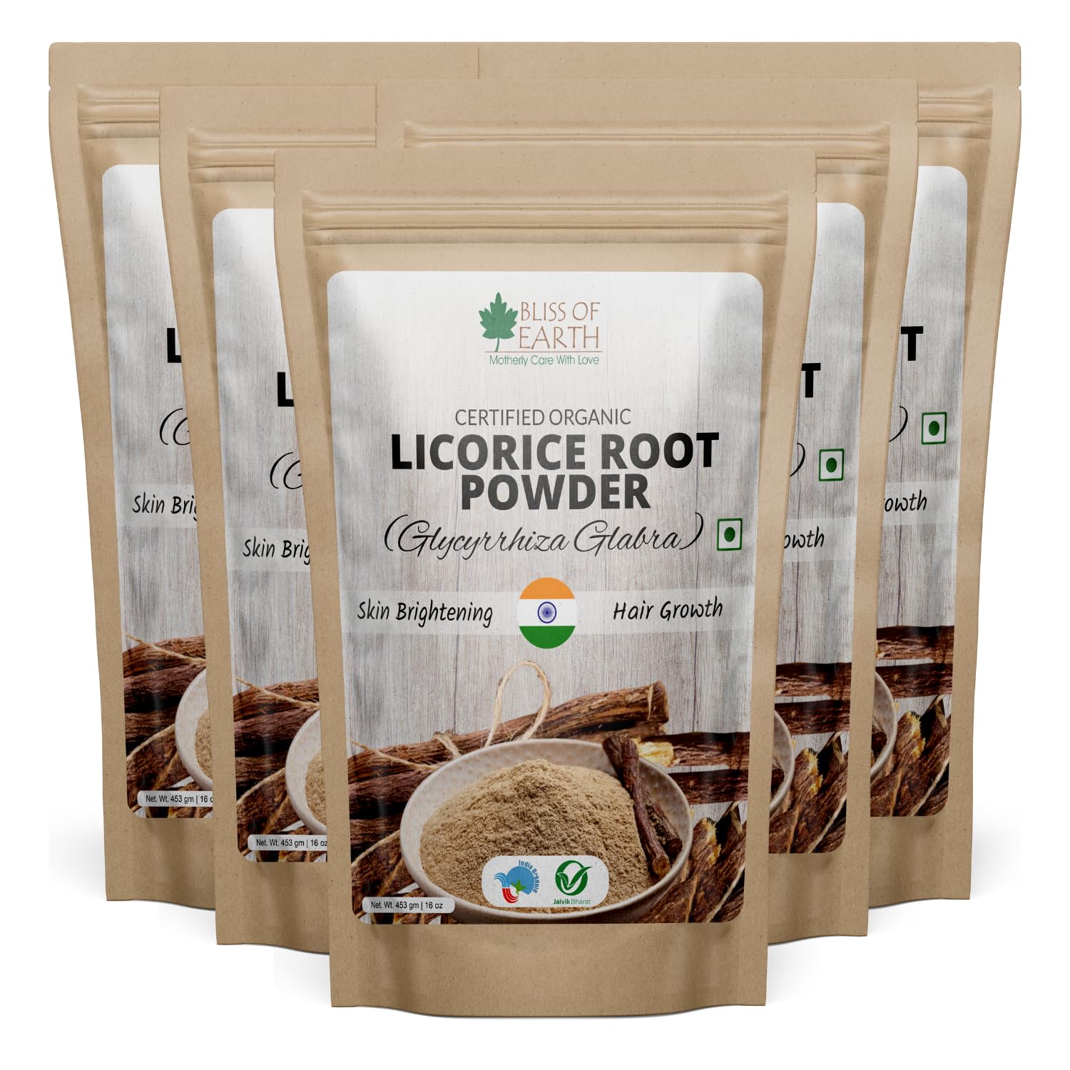 Organic Licorice Root Powder (5x453g) - Bliss of Earth Mulethi Powder for Skin Whitening, Hair Care & Face | USDA Certified, Gluten-Free | Perfect for Smoothies, Tea & DIY Beauty Treatments