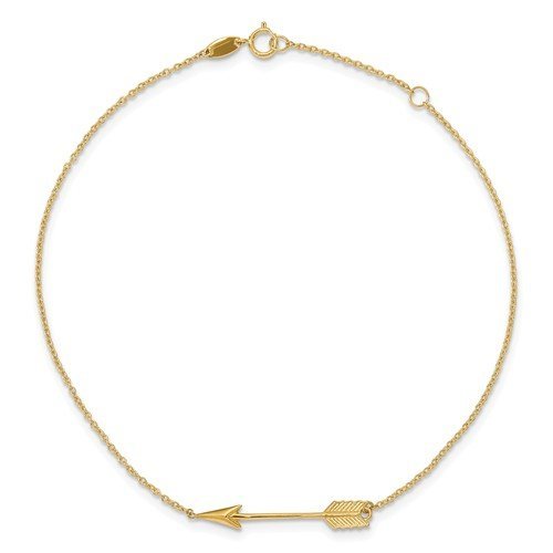 14K Yellow Gold Polished Arrow Anklet Bracelet - Elegant Ankle Jewelry for Women, Perfect for Beach, Parties & Everyday Wear
