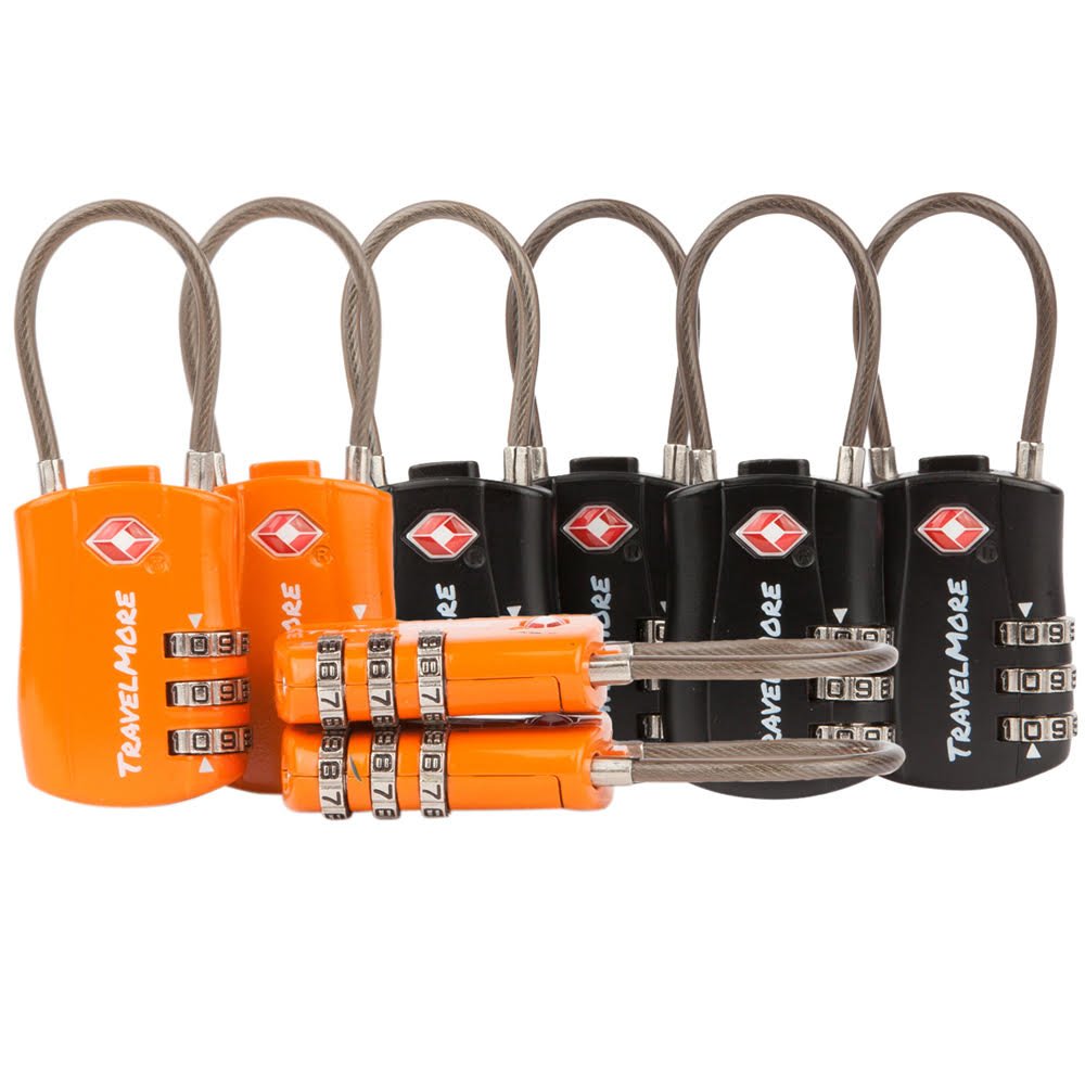 8 Pack TSA Approved Travel Combination Locks for Luggage & Suitcases - 4 Black & 4 Orange - Secure Backpacks, Gym Bags & Storage Cases During Travel