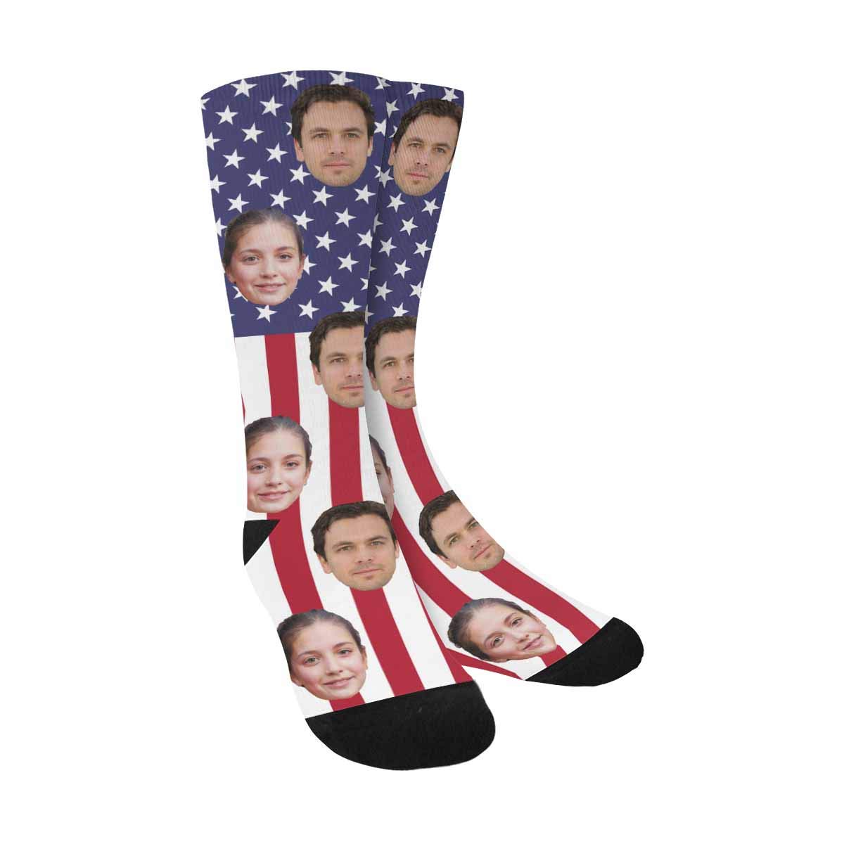 Custom Photo Face Sublimated Crew Socks - Personalized All Over Print Unisex Socks - Perfect Gift for Birthdays, Anniversaries & Special Occasions