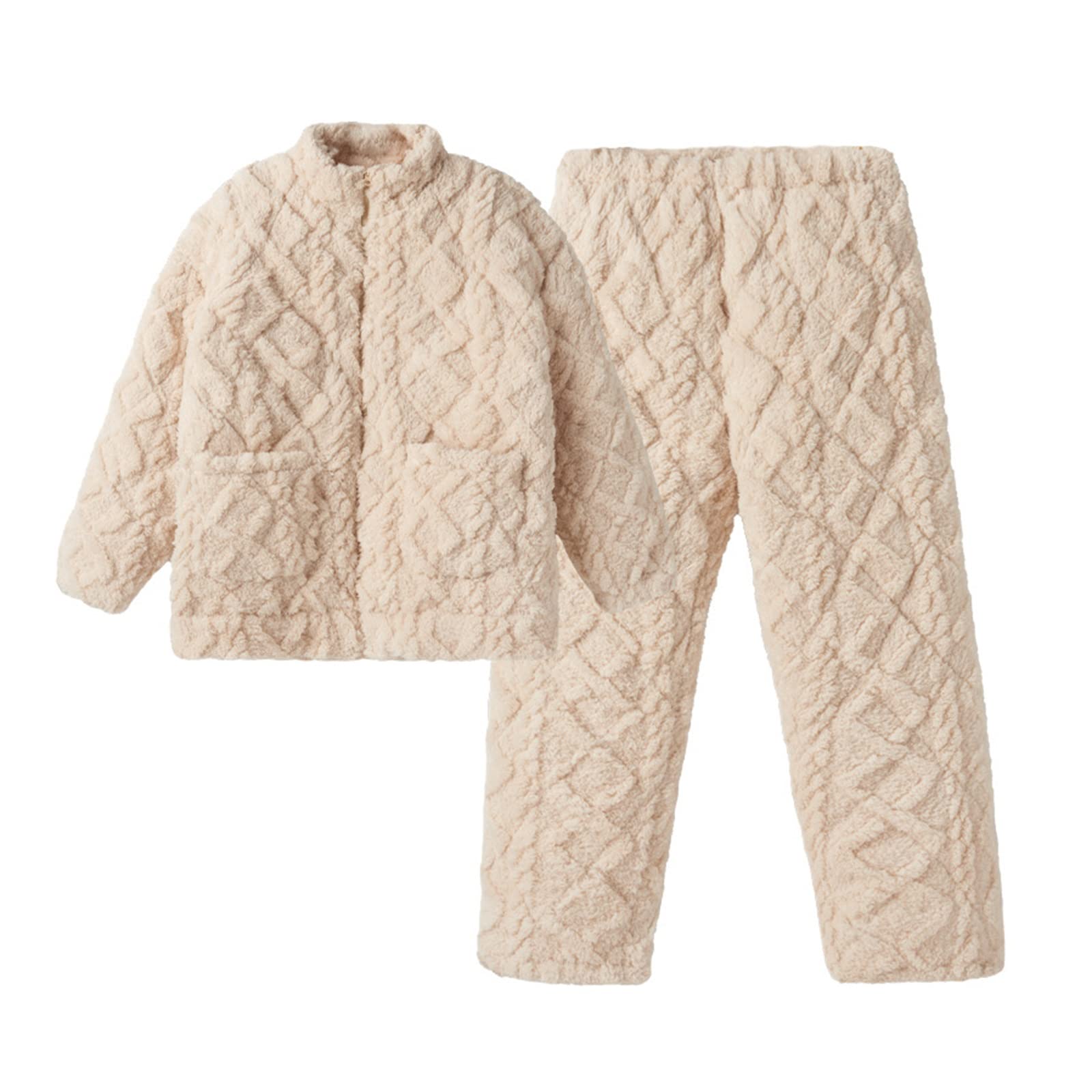 Women's Quilted Pajama Set - 3-Layer Warm Zippered Jacket & Pants for Winter, Soft Casual Homewear with Temperature Lock Technology (Sizes M-XXL) - Perfect for Lounging, Sleeping & Cold Weather Comfort