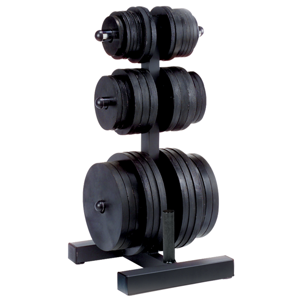 Body Solid WT46 Olympic Weight Tree with Bar Holder - Heavy Duty Gym Equipment for Weight Plates & Barbell Storage - Perfect for Home Gym, CrossFit & Strength Training
