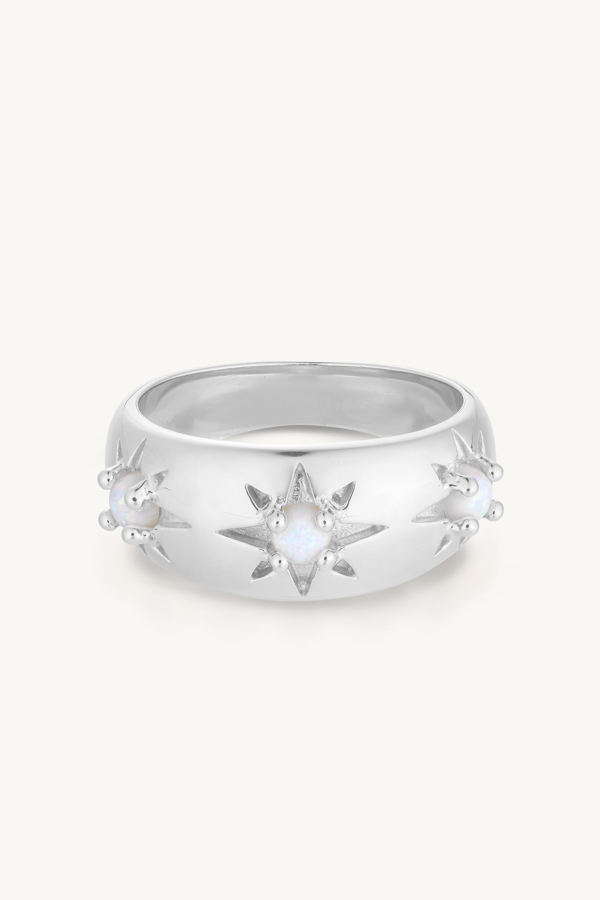 Alina Opal Silver Band Ring - Elegant Sterling Silver Jewelry with Genuine Opal Gemstone for Women | Perfect for Weddings, Anniversaries & Special Occasions