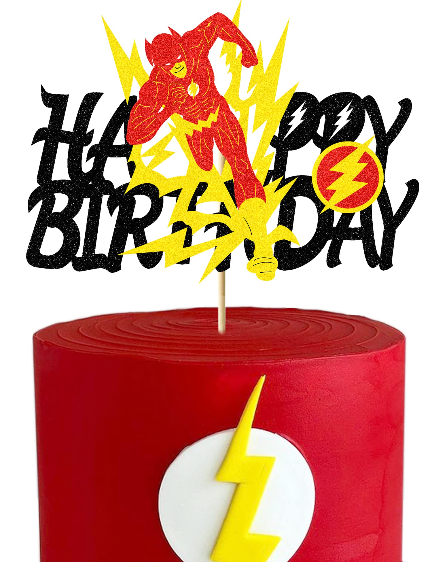 Gibelasaa Glitter Lightning Cake Topper - Superhero Movie Themed Birthday Cake Decor for Kids | Perfect for Superhero Parties, Birthday Cakes & Themed Celebrations