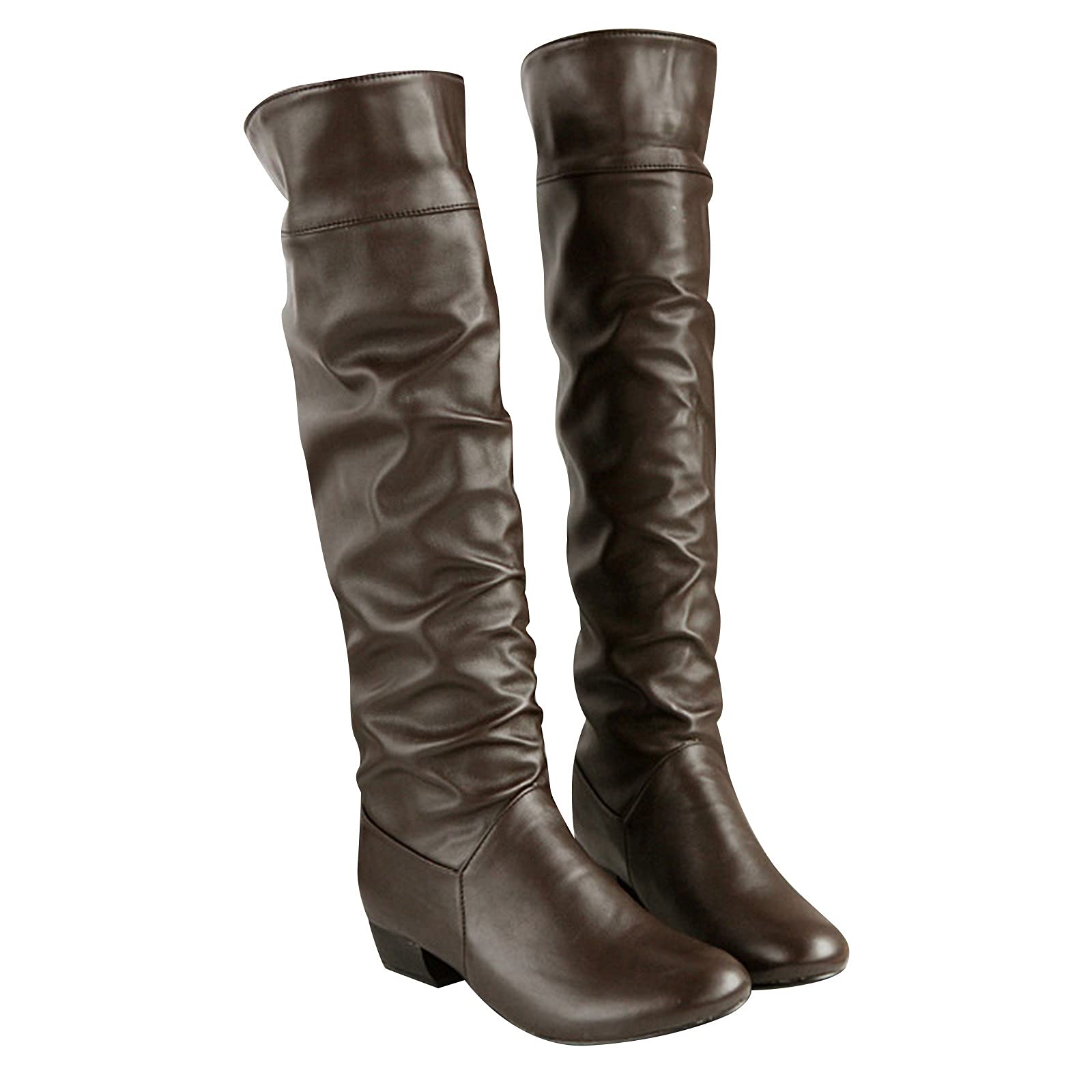Women's Casual Knee High Boots - Elegant Flat Heel Winter Boots in Black & Brown | Perfect for Office, Dating & Cold Weather Outfits
