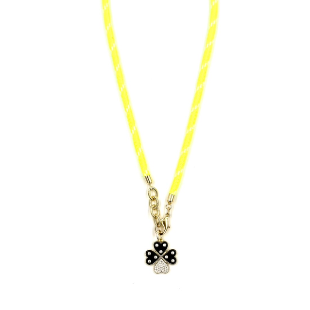 Ashley Gold Stainless Steel Gold Plated Cord Chain with Sterling Silver Enamel Clover Pendant Necklace - Elegant Jewelry for Women, Perfect for Valentine's Day Gifts, Anniversary Presents & Everyday Wear