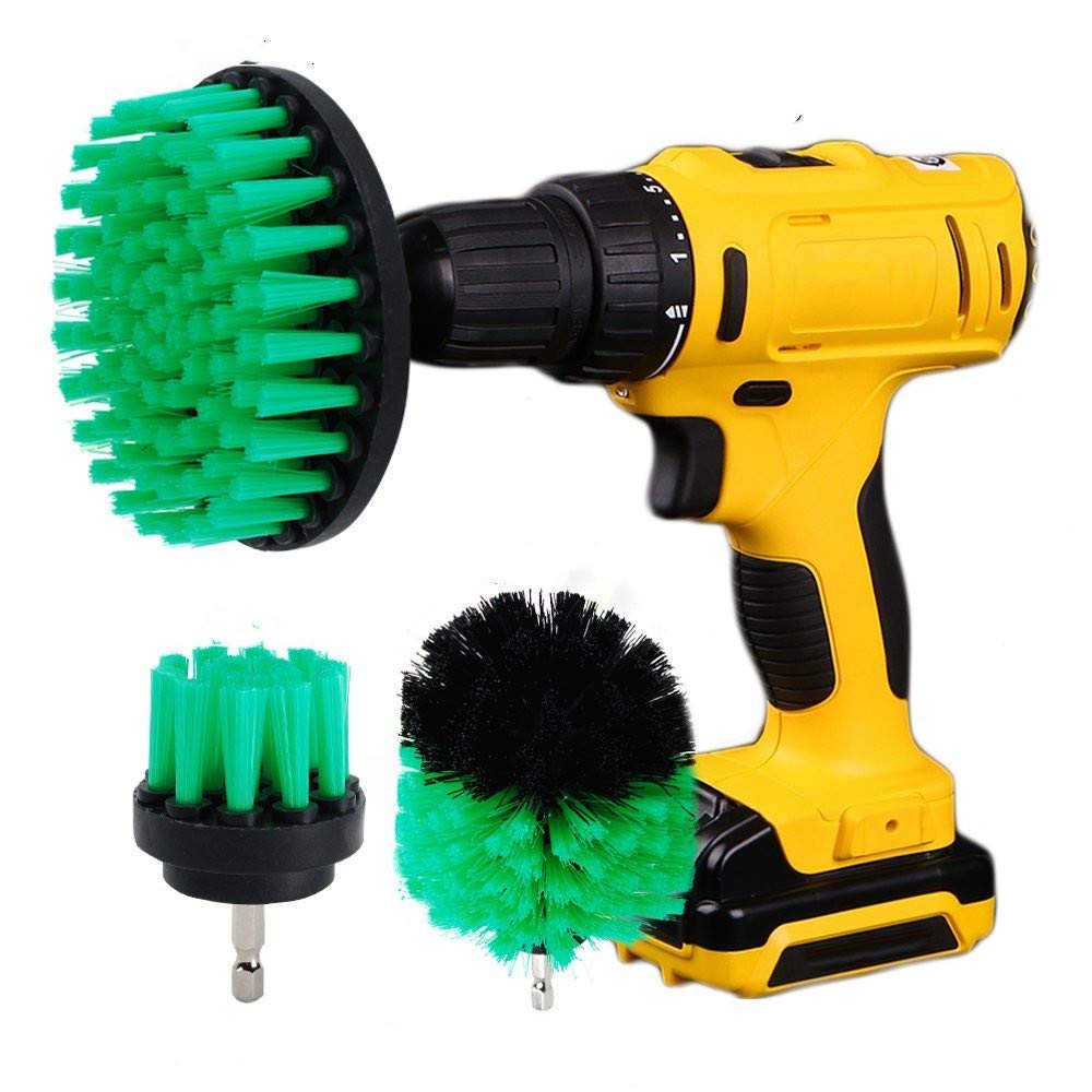 Drill Brush Cleaning Kit - Soft/Medium/Stiff Bristles for Bathroom, Carpet & Tires (3''+5'')