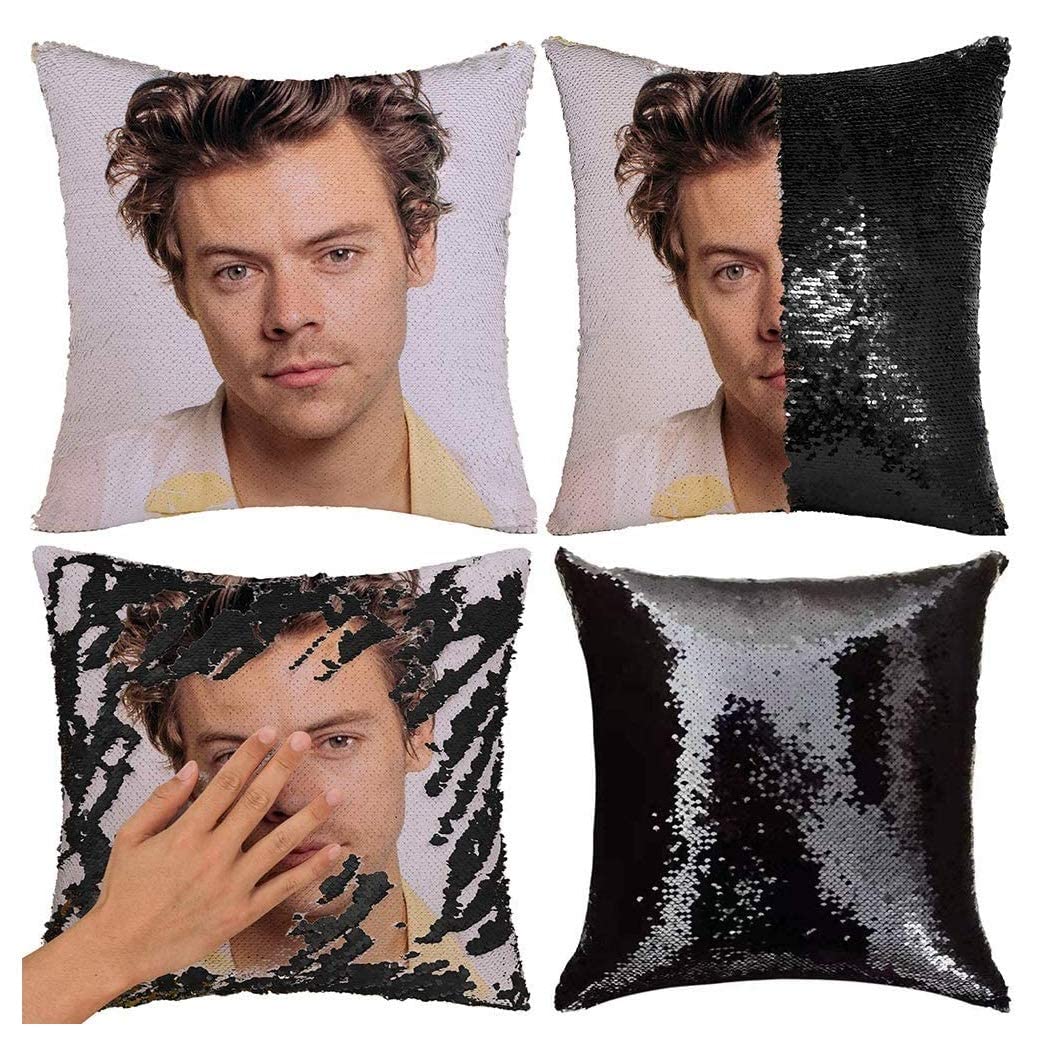 Harry Potter Sequin Pillow Cover 16x16 Inch - Reversible Magic Cushion Case with No Insert Included - Funny Gag Gift for Fans (Black) | Perfect for Home Decor, Movie Nights, and Harry Potter Themed Parties