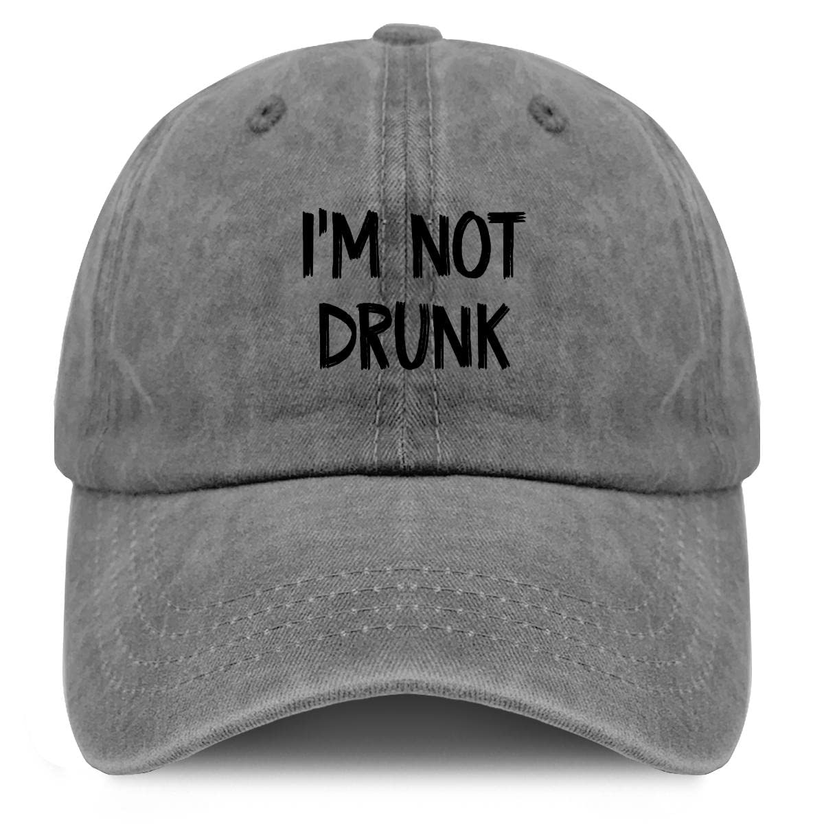 Men's Low Profile Snapback Trucker Hat - Funny 'I'm Not Drunk' White Lies Design - Cotton Baseball Cap for Hiking, Camping & Outdoor Adventures