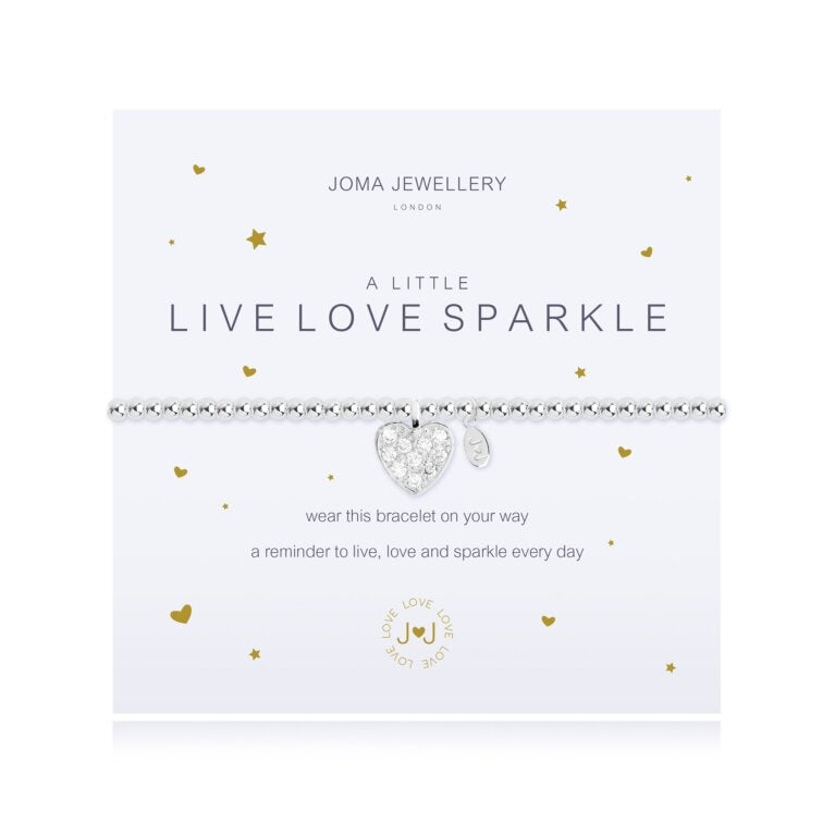 Joma Jewellery Bracelet - A Little Live Love Sparkle Sterling Silver Charm Bangle for Women | Perfect Gift for Birthday, Anniversary & Everyday Wear