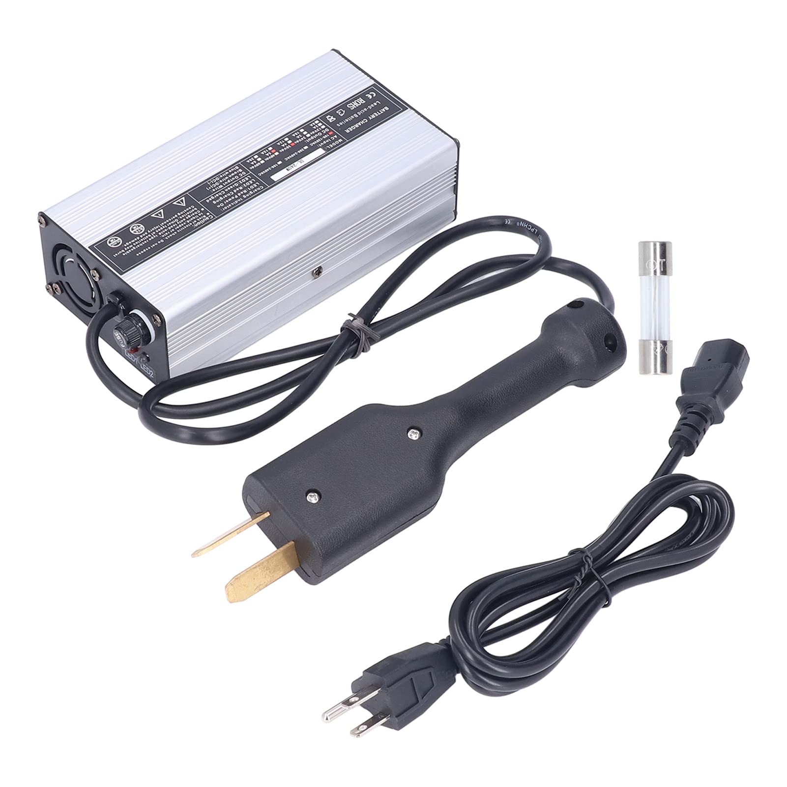 Aramox 36V 5A Club Car Golf Cart Battery Charger with Octagonal Head - 110V US Plug, Silver Aluminum Replacement for EZGO - Perfect for Golf Cart Maintenance & Fleet Charging Stations