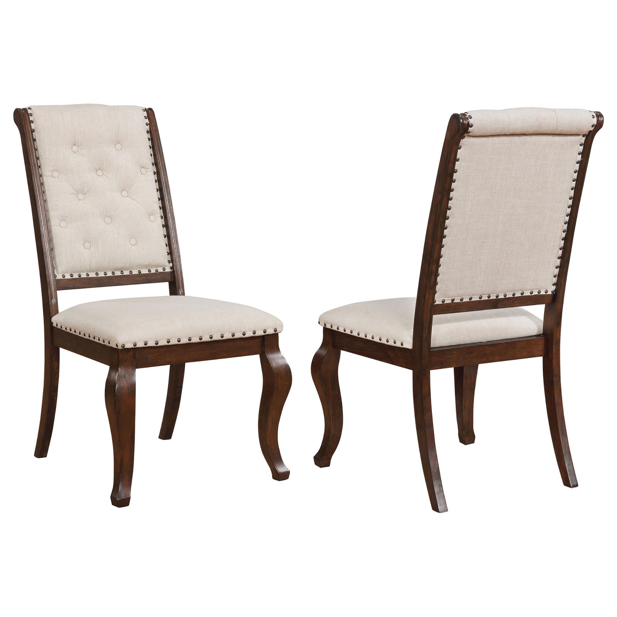 Antique Java Tufted Back Dining Chairs - Set of 2 Cream Upholstered Side Chairs for Elegant Dining Room, Kitchen or Breakfast Nook - Comfortable & Stylish Seating for Home Decor