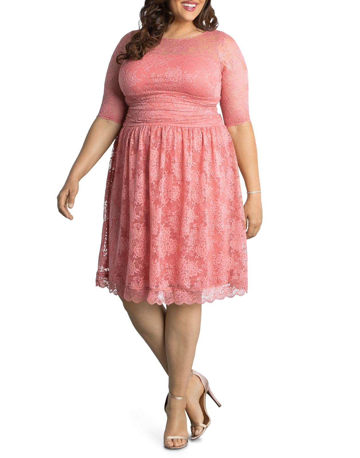 Kiyonna Women's Plus Size Luna Lace Cocktail Dress - Elegant Formal Evening Gown for Weddings, Parties & Special Occasions