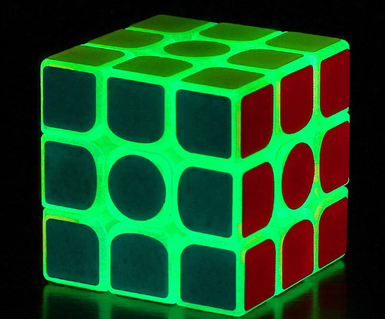 3x3 Fluorescent Speed Cube - Green Glow in the Dark Puzzle Cube for Adults & Kids | Smooth Turning Magic Cube for Speedcubing, Night Play & STEM Learning