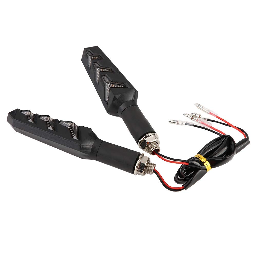 2Pcs Motorcycle LED Turn Signal Lights - Y-Shaped Fishbone Design Water Flowing Indicators - Black Motorbike Turning Warning Flicker Lights for Harley, Honda, Yamaha - Enhanced Visibility & Safety for Night Riding