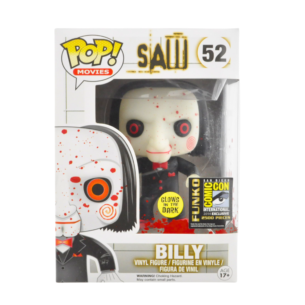 Funko Pop! Billy Glow in The Dark Bloody Exclusive Action Figure - Saw Movie Collectible for Horror Fans - Perfect for Display & Gifts