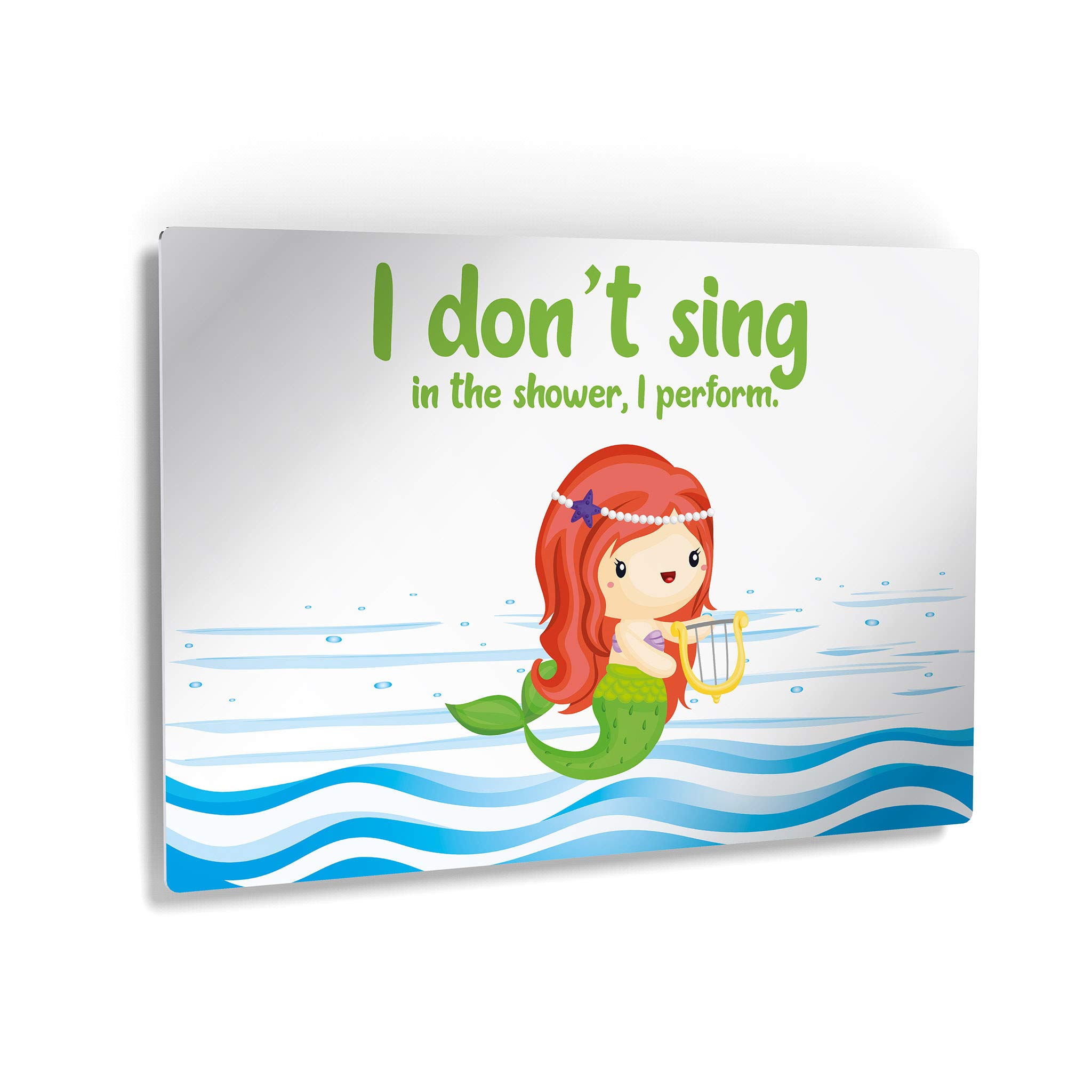 Funny Bathroom Sign - 'I Don't Sing in The Shower I Perform' Metal Wall Art | Smile Art Design | Kids Bathroom Decor, Nursery Wall Art | Ready to Hang 20x30 | Made in USA | Perfect for Bathroom, Nursery & Home Decoration