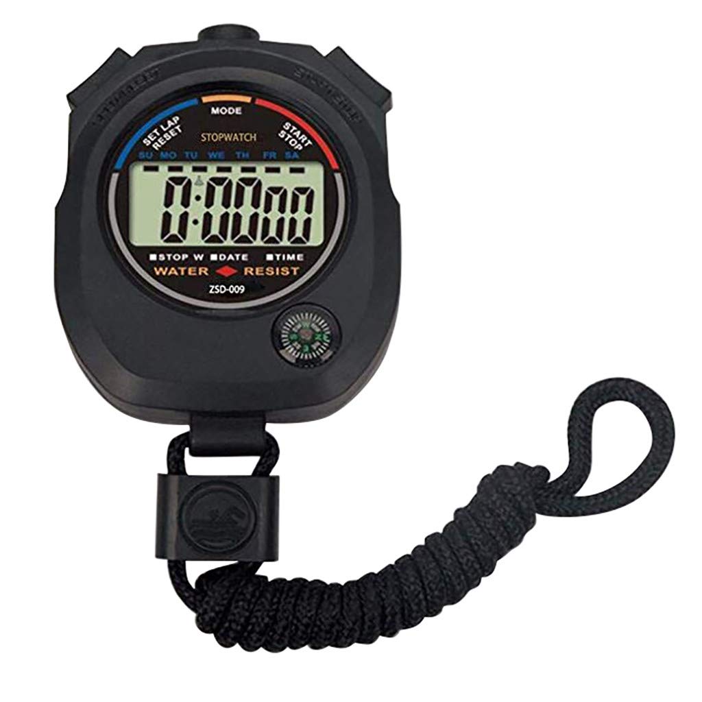 Multifunctional Digital Stopwatch Timer for Running, Sports, Fitness & Yoga - Black Stopwatch for Workouts, Training, and Home Gym Use