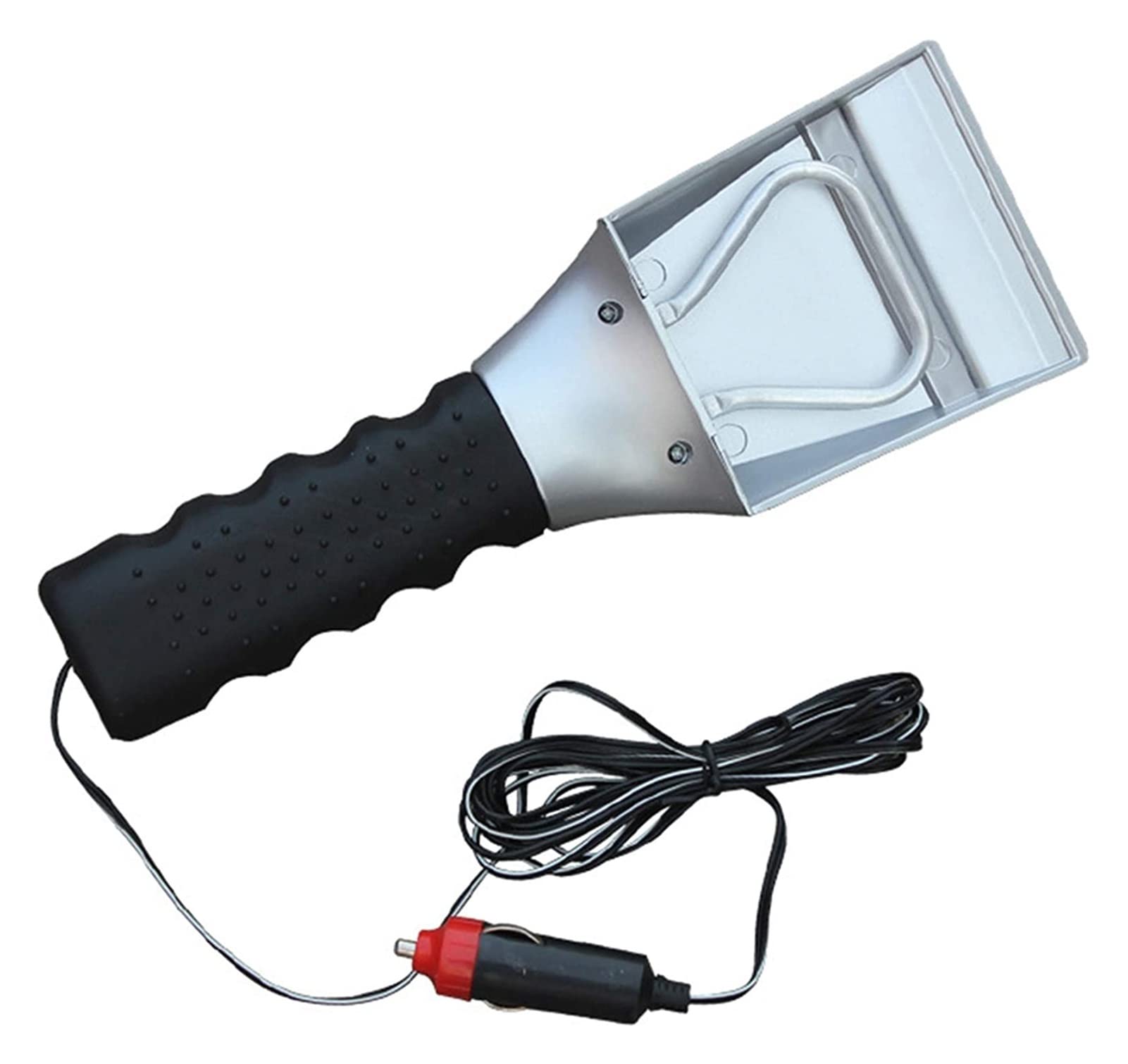 Electric Heated Car Ice Scraper & Snow Removal Tool - Windshield Defroster for Winter - Black Silver Snow Brush with Lighter for Cars, Trucks & SUVs - Perfect for Cold Weather & Emergency Roadside Use