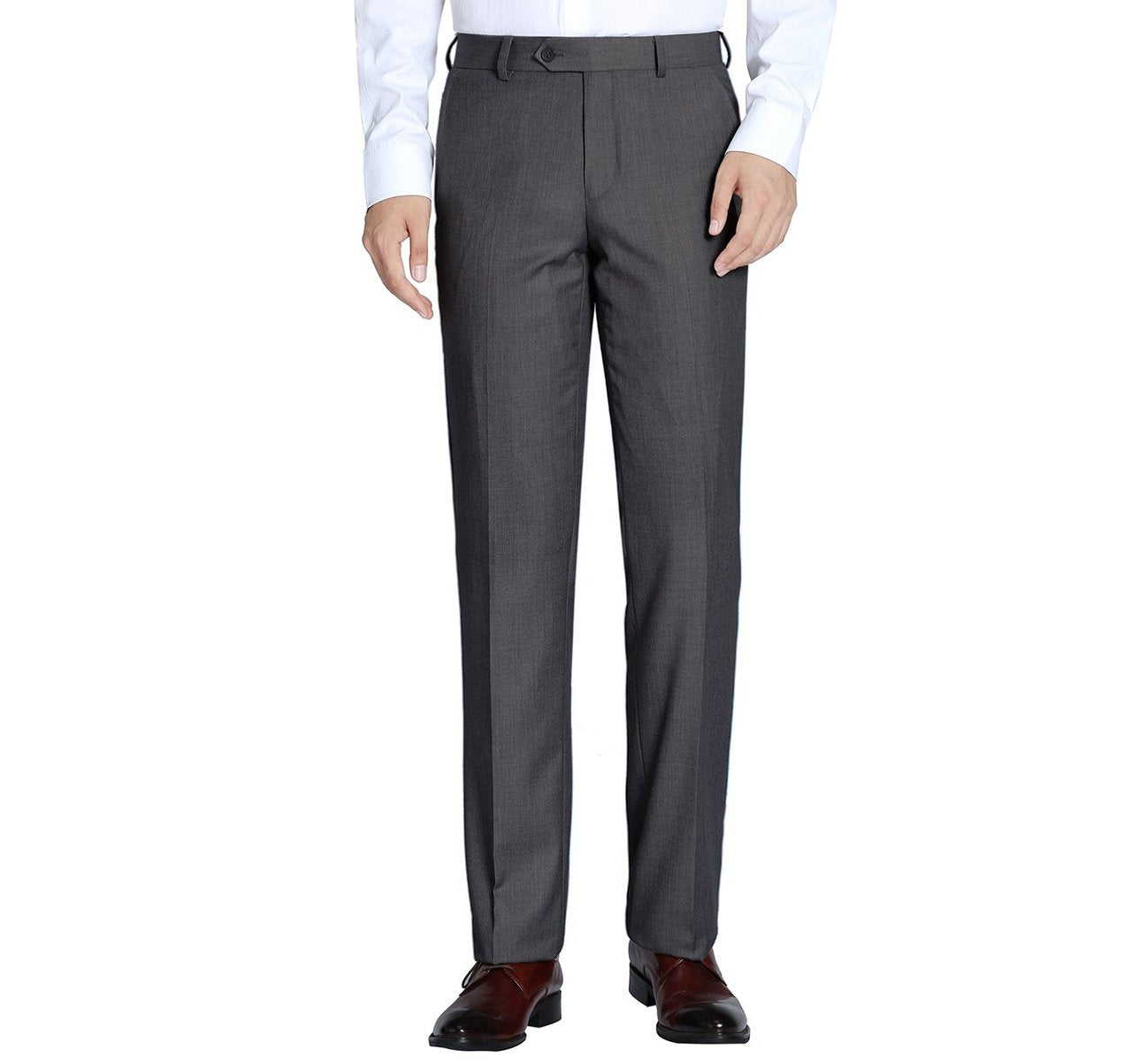 Alessandro Vitello by Renoir Charcoal Slim Fit Flat Front Suit Pants for Men - Professional Office Wear & Formal Occasions
