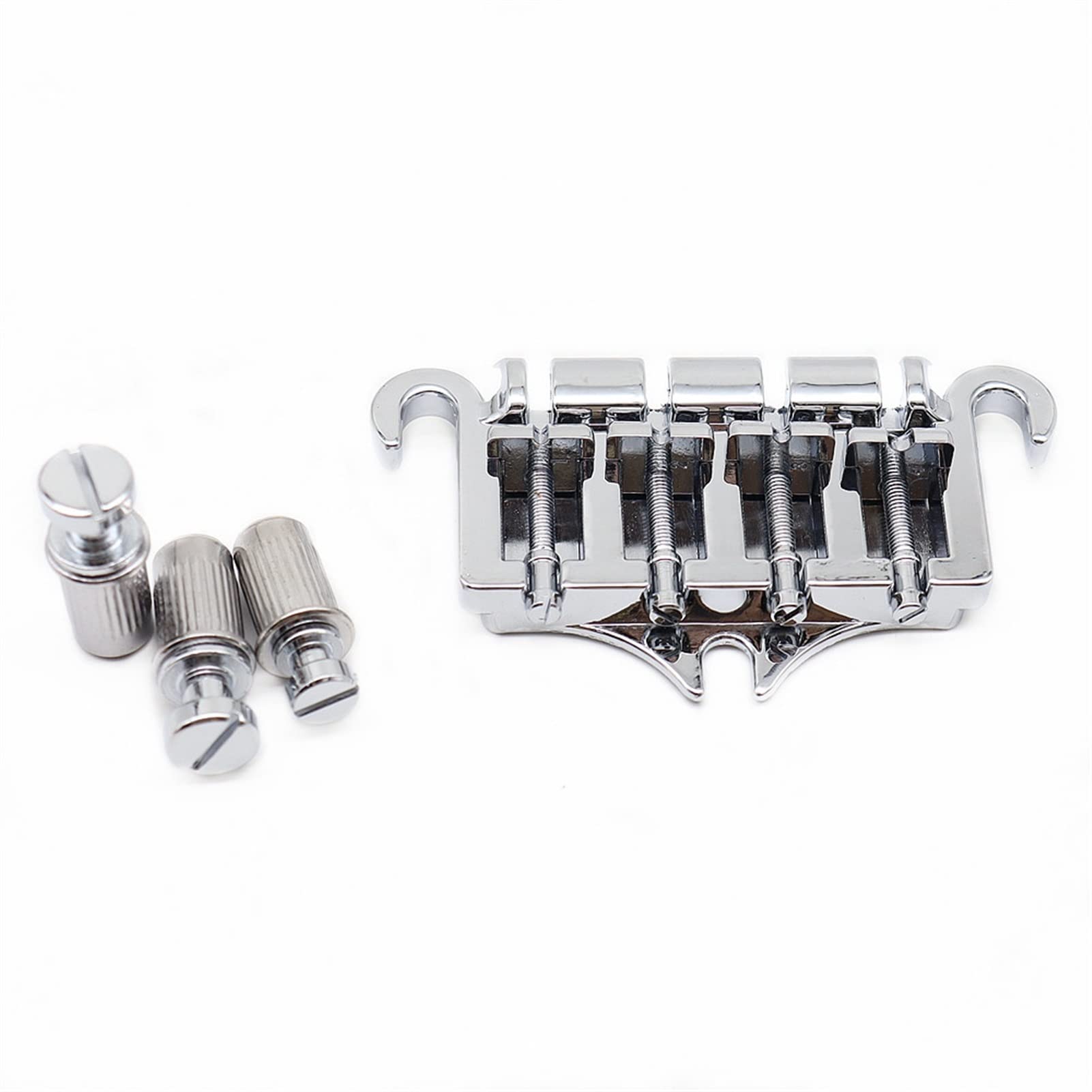 Shofar Style 4-String Electric Guitar & Bass Bridge - Silver (1 Set) | High-Quality Replacement for Enhanced Tone & Playability | Perfect for Rock, Jazz & Blues Performances