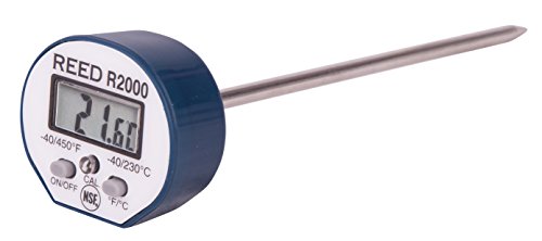 REED Instruments R2000 Digital Thermometer with Stainless Steel Probe -40°F to 450°F (-40°C to 230°C) Water-Resistant for Cooking, HVAC, Industrial & Laboratory Use