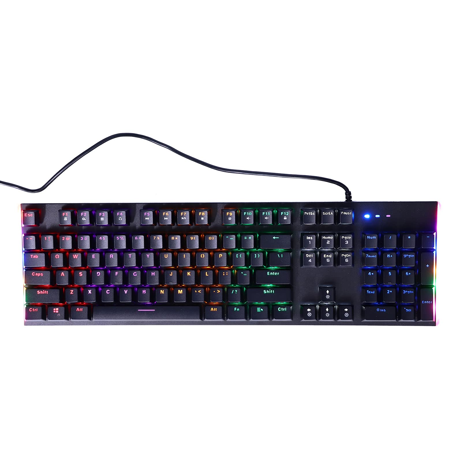 104-Key Wired Gaming Keyboard with Dual-Sided RGB Backlight & 12 Multimedia Buttons - Mechanical Keyboard for PC Gamers | Perfect for FPS, MOBA & Esports Gaming