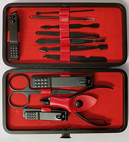 Premium Stainless Steel Manicure Set - Nail Clippers, Scissors, Peeling Knife, Cleaning Tool & Blackhead Remover with Leather Travel Case - Perfect for Home, Travel & Professional Grooming