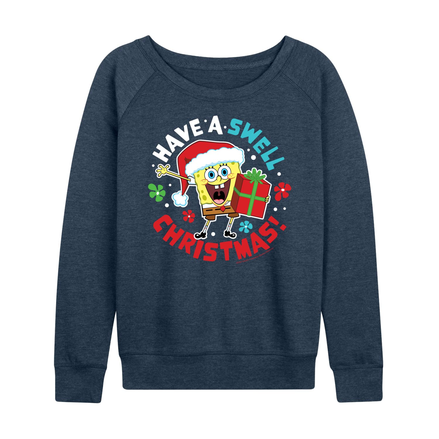 HYBRID APPAREL Women's SpongeBob SquarePants Christmas Sweatshirt - Lightweight French Terry Pullover Hoodie - Funny Holiday Gift for Fans - Perfect for Christmas Parties & Cozy Winter Outfits