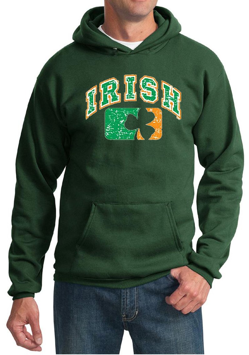 Cool St. Patrick's Day Hoodie for Men - Distressed Irish Shamrock Pullover | Perfect for Parties, Parades & Casual Wear