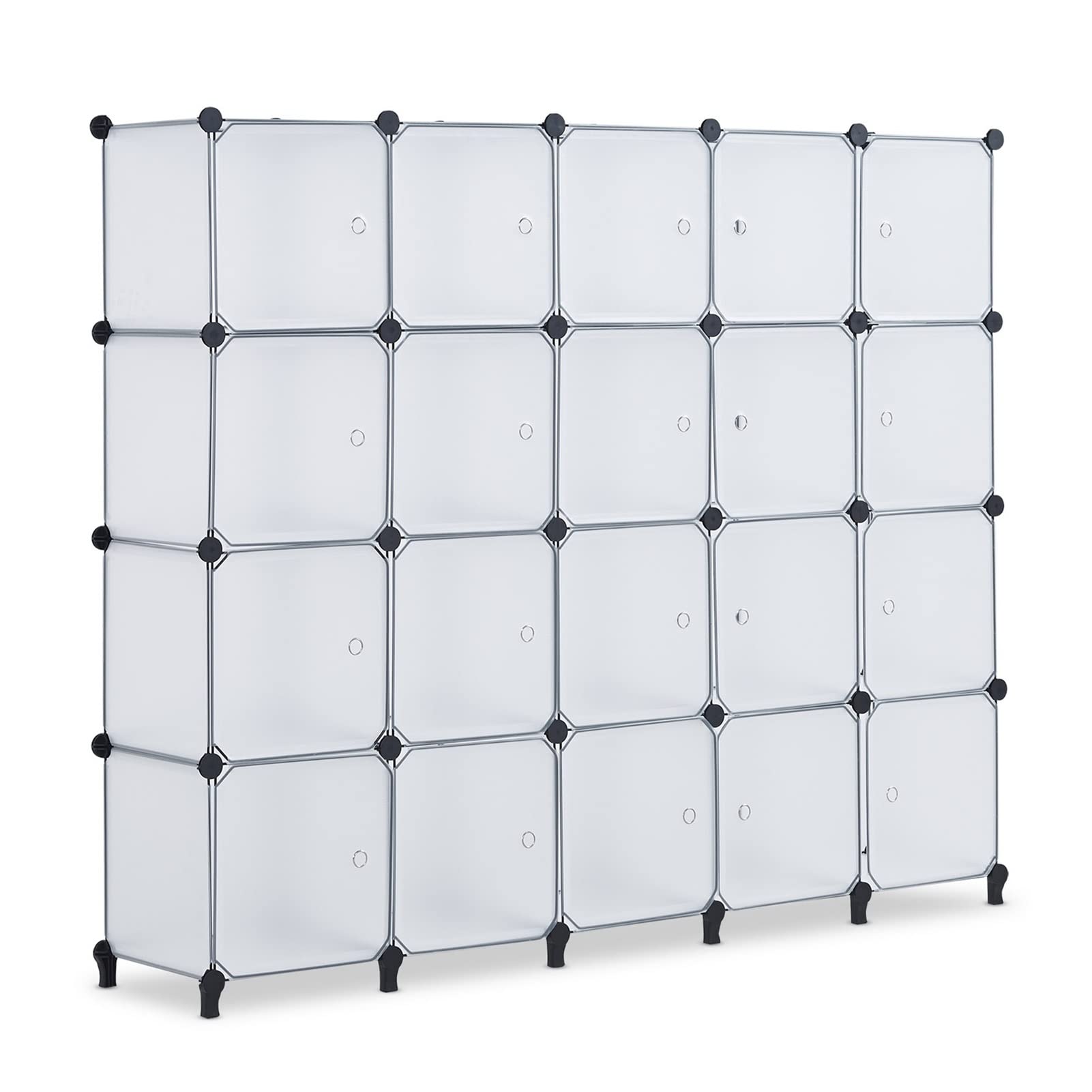QIAOMO 20-Cube Storage Organizer with Doors - Modular Closet Cabinet for Clothes, Books, Shoes & Toys | Portable Wardrobe Shelf for Bedroom, Nursery, Office & Dorm Organization