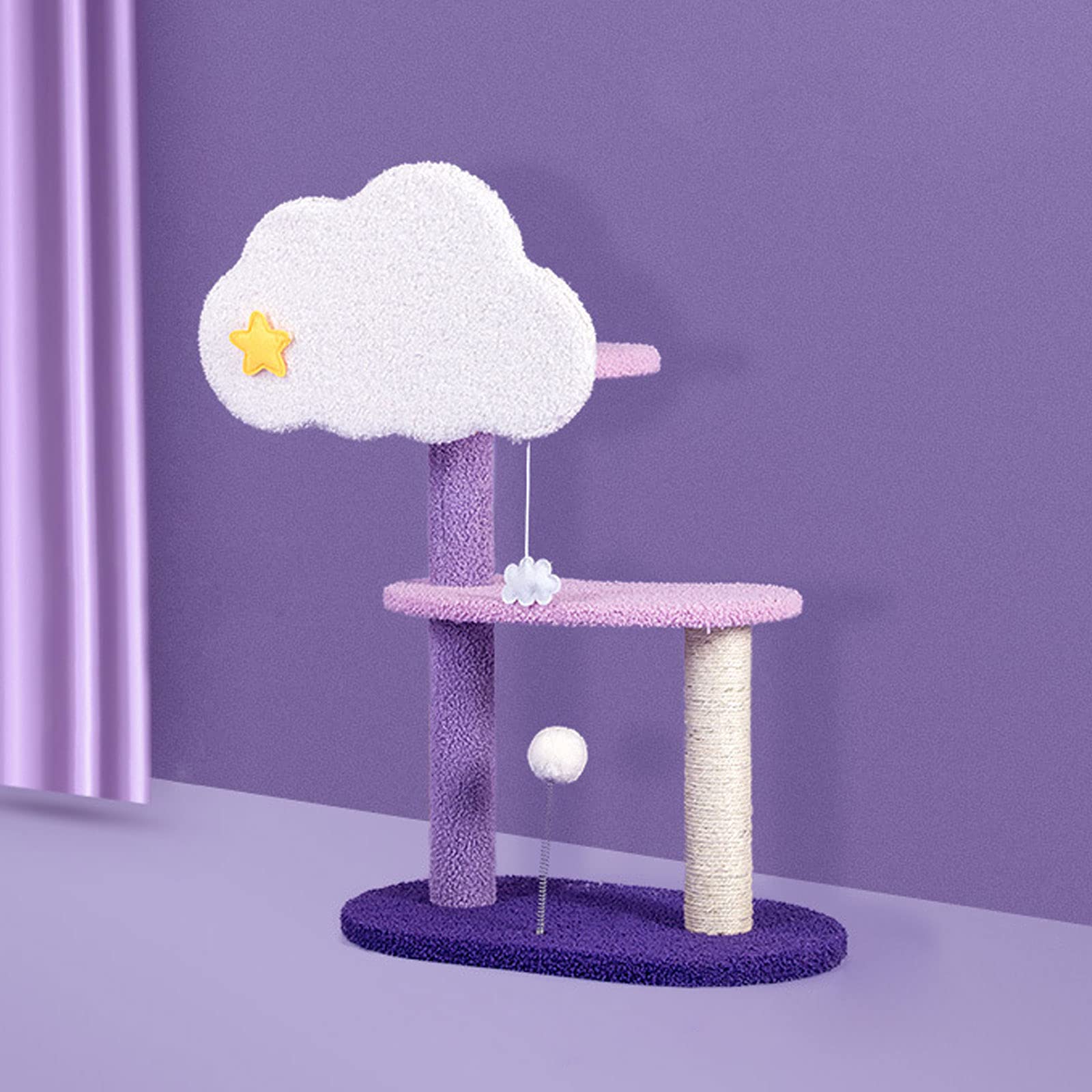 Premium 128Cm Cat Tree Tower with Scratching Post, Condos, Basket & Hammock - Multi-Level Activity Center for 2 Indoor Cats | Sisal Pillar & Tree Hole Design for Play & Rest - Perfect for Small Spaces & Kitty Entertainment