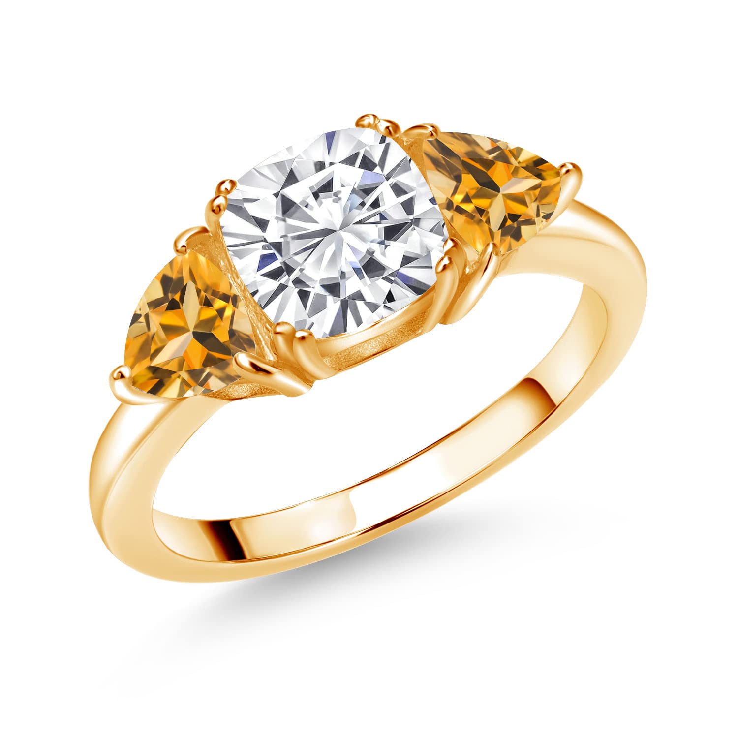 18K Gold Citrine Moissanite Ring Set for Engagement