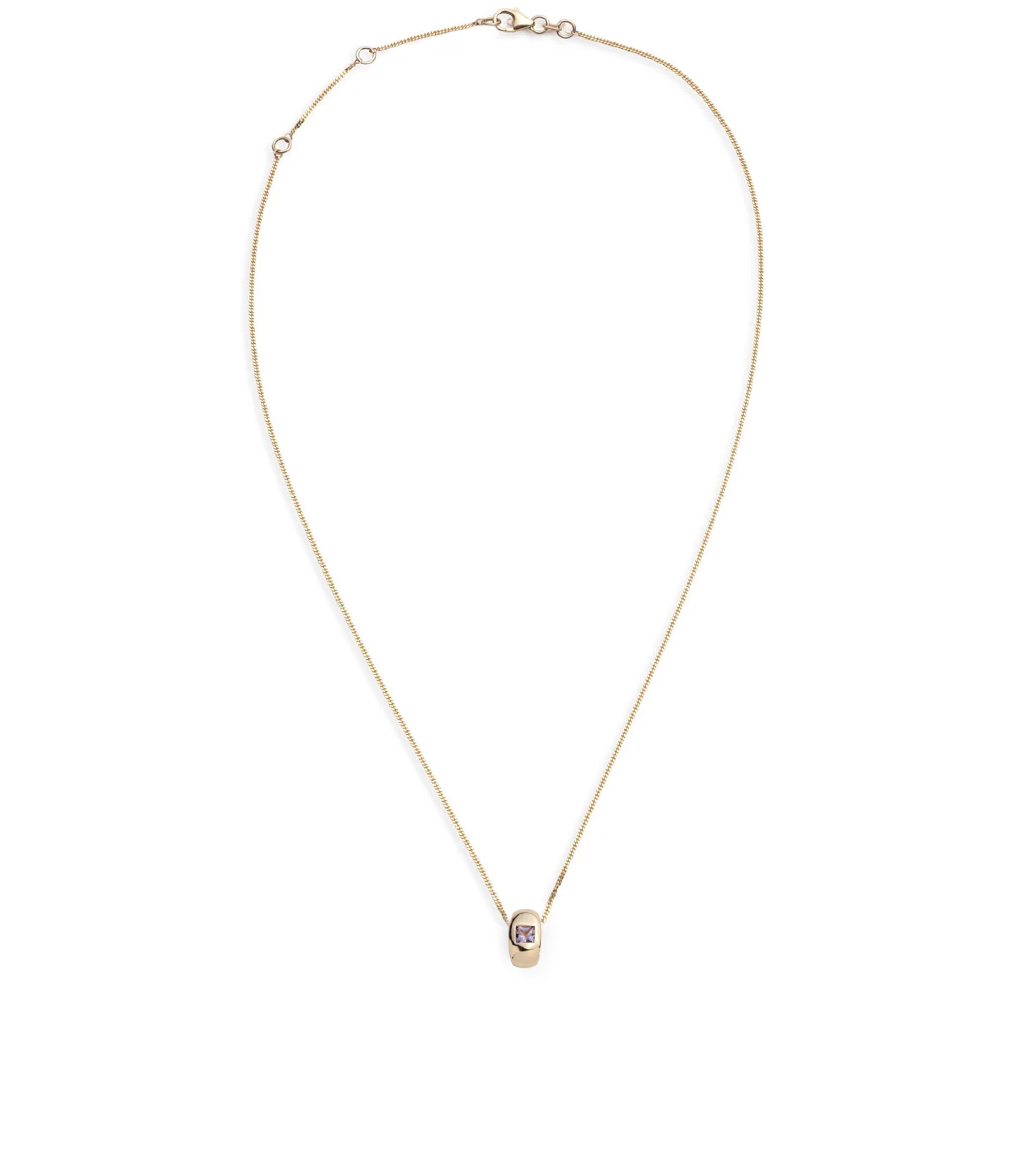 Princess Cut Violet Spinel Diamond Necklace - Elegant Curb Chain for Women | Perfect for Weddings, Anniversaries & Romantic Gifts