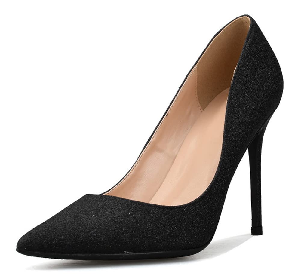 LizFoYa Women's Glitter High Heel Pumps - Elegant Evening Dress Shoes with Shimmer for Parties, Weddings & Special Occasions