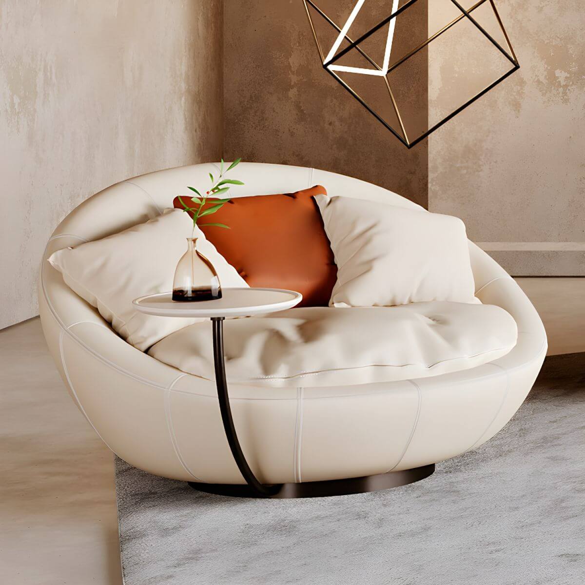 Modern White Swivel High Back Chair with Oversized Seat - Comfortable Office & Living Room Furniture for Home & Workspace