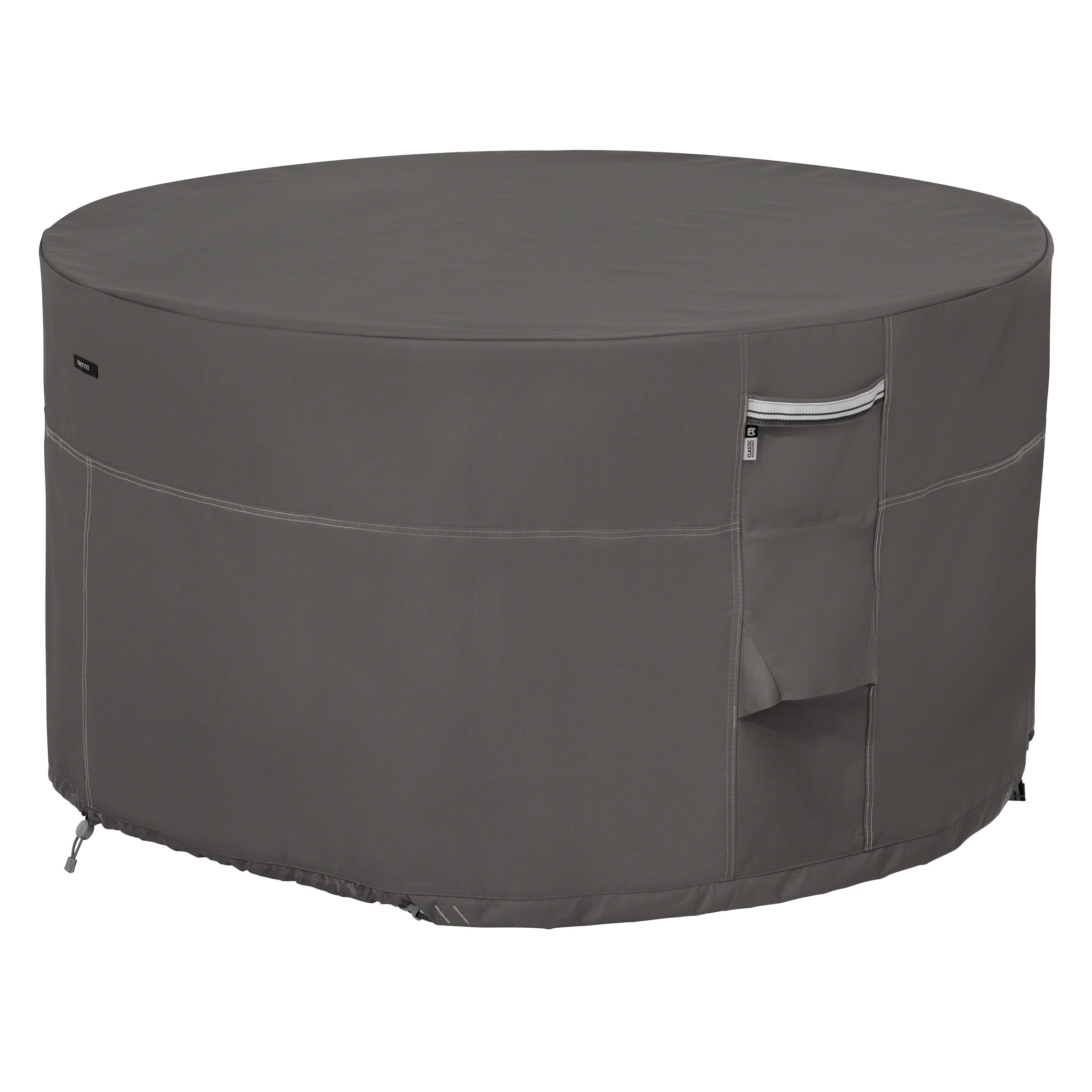 Classic Accessories Ravenna 42 Inch Round Fire Pit Table Cover - Water-Resistant Outdoor Protection for Patio, Deck, and Backyard Use